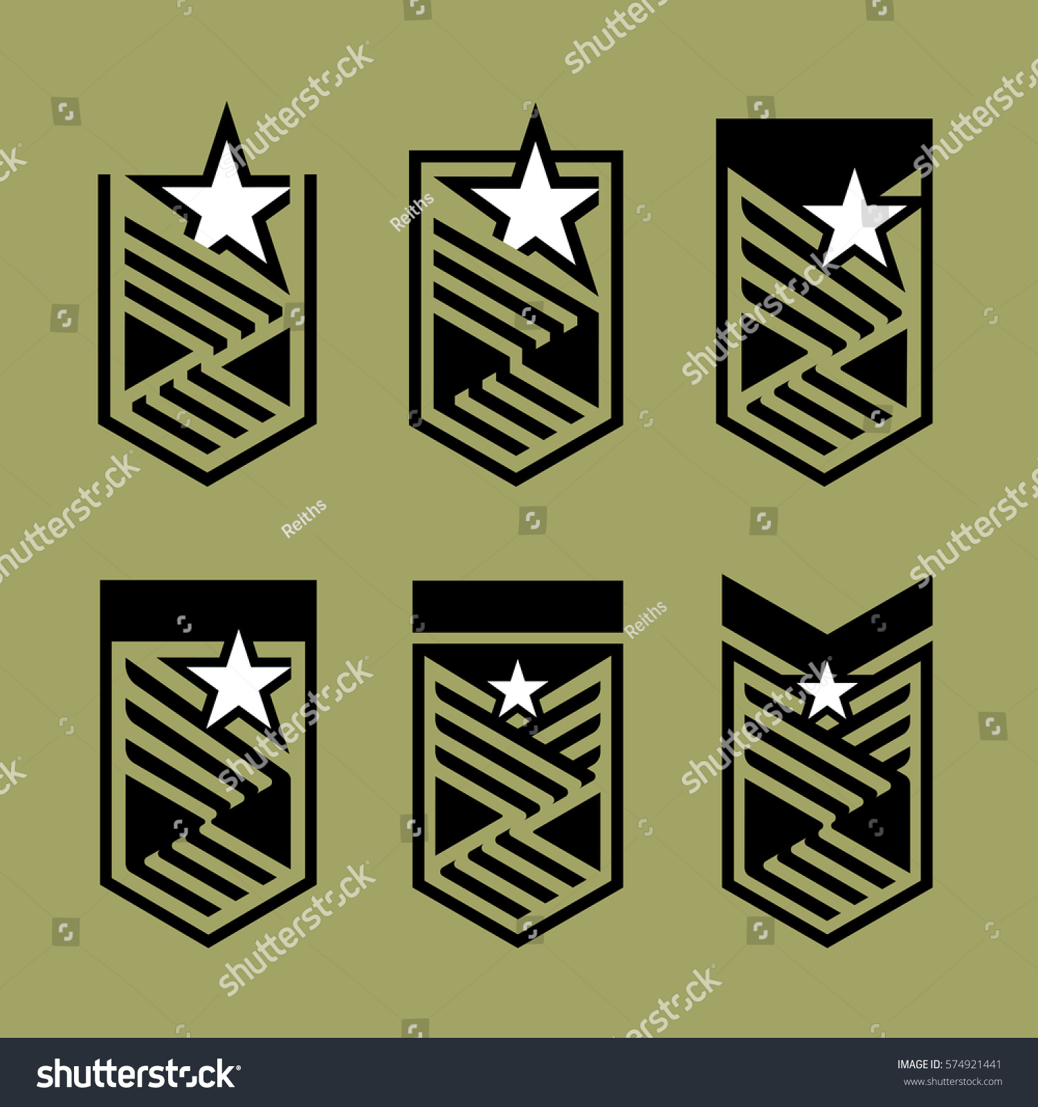 Star Stripes Shield Collection Set Military Stock Vector (Royalty Free ...