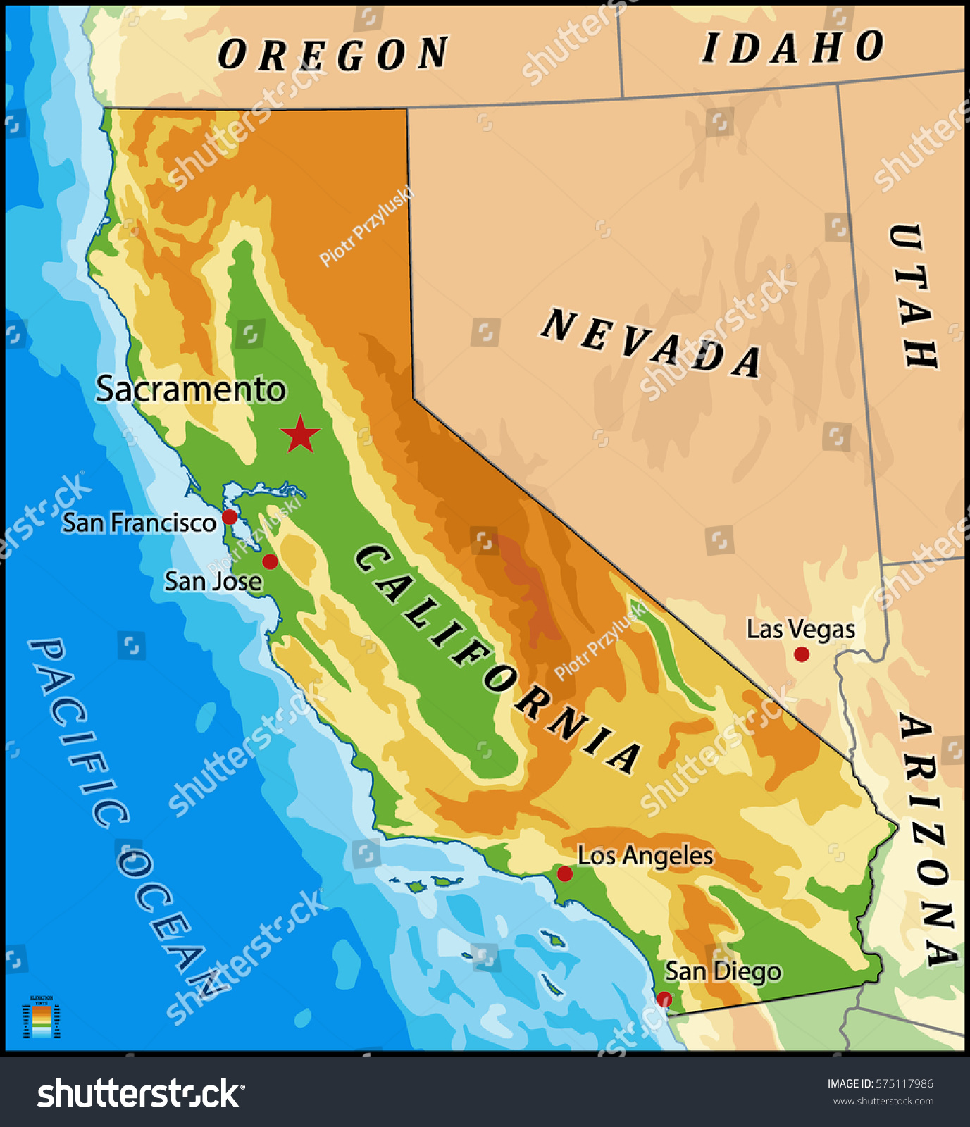 California Physical Vector Map Stock Vector Royalty Free 575117986 Stock Vector California Physical Vector Map 575117986