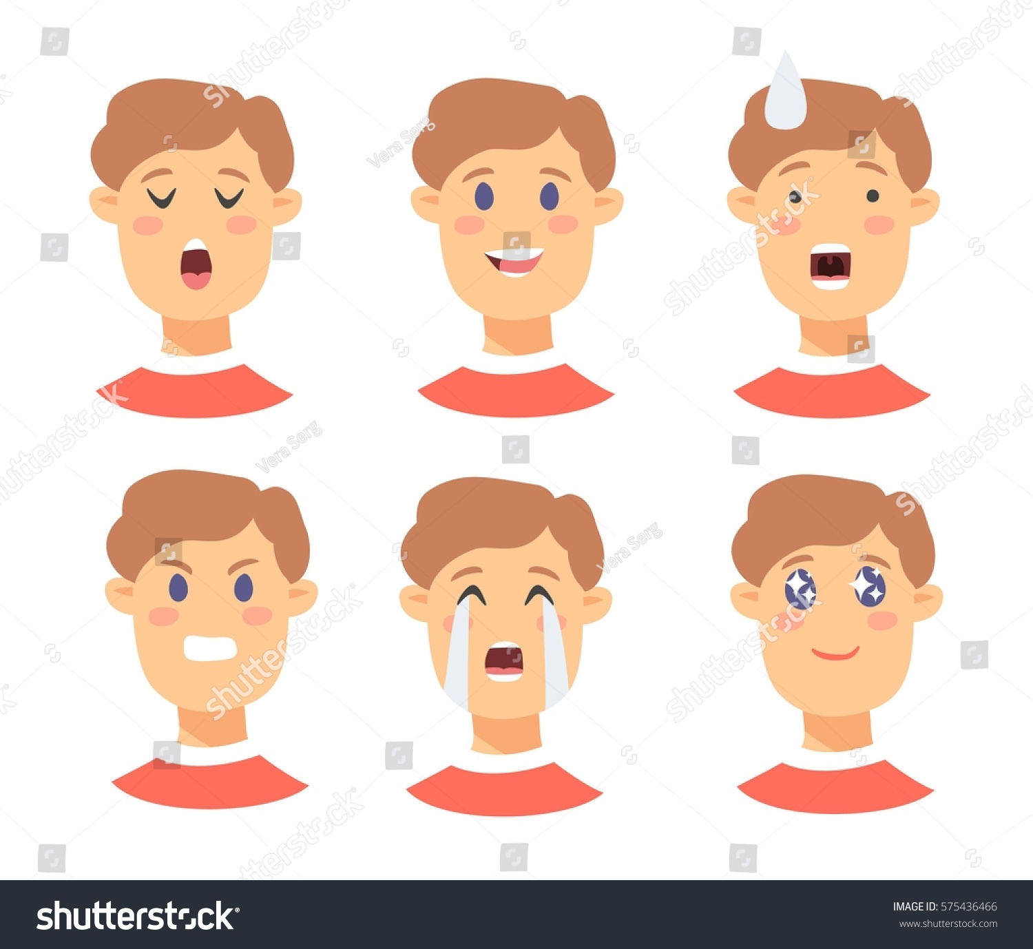 Set Male Emoji Characters Cartoon Style Stock Vector (Royalty Free ...