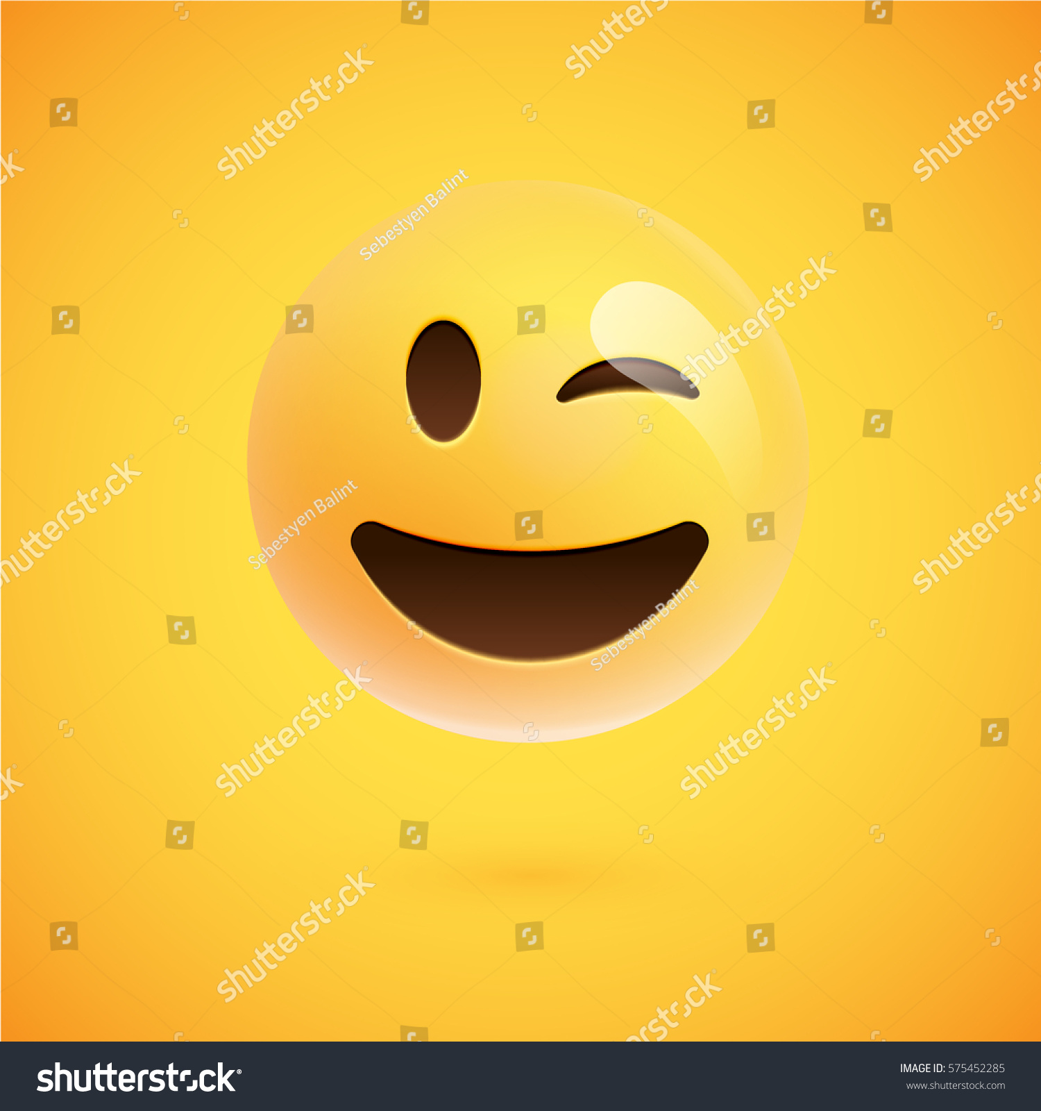 Yellow Realistic Emoticon Smiley Face Vector Stock Vector (Royalty Free ...