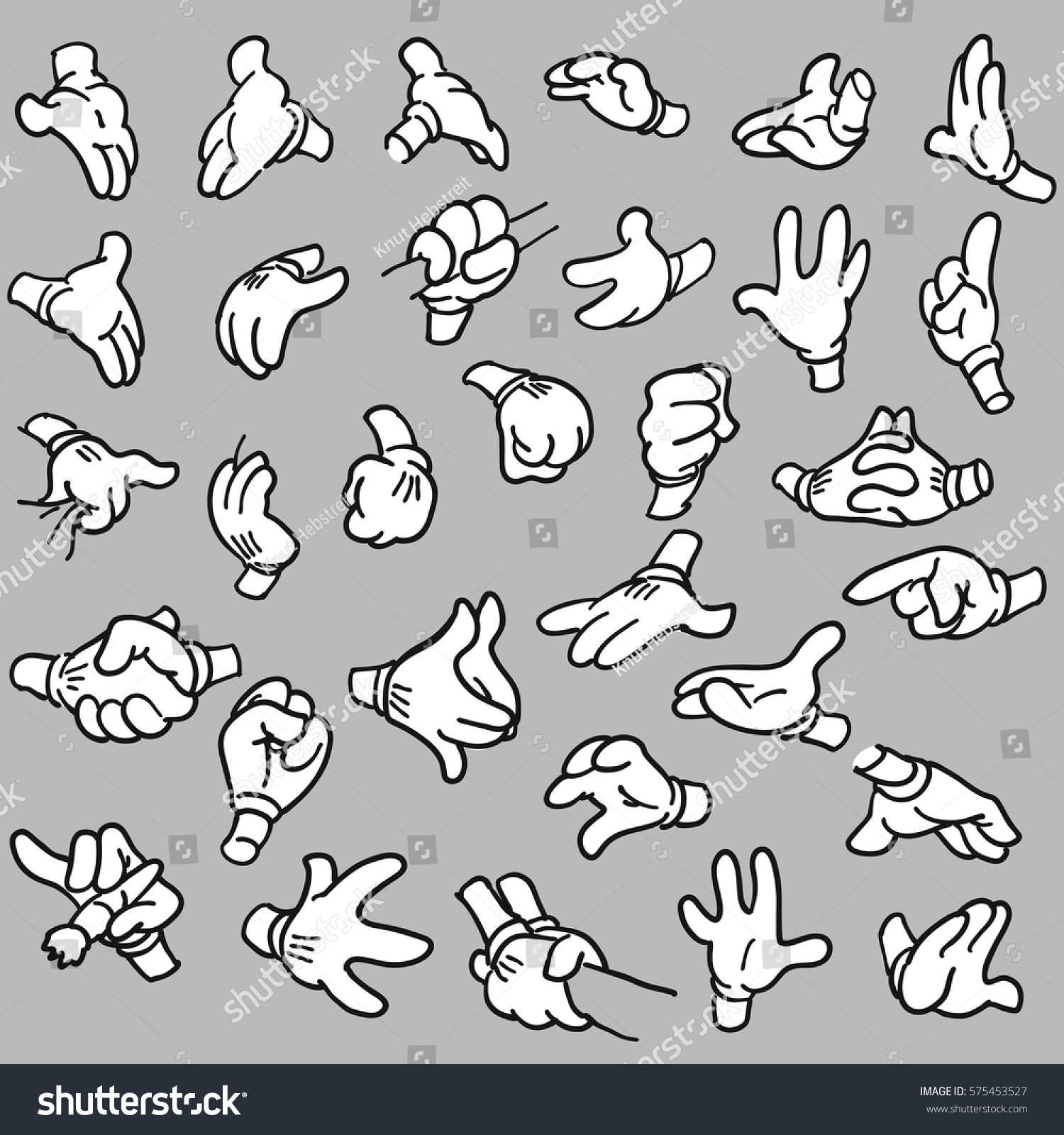 Cartoon Hands Gesture Series Emotion Handdrawn Stock Vector (Royalty ...