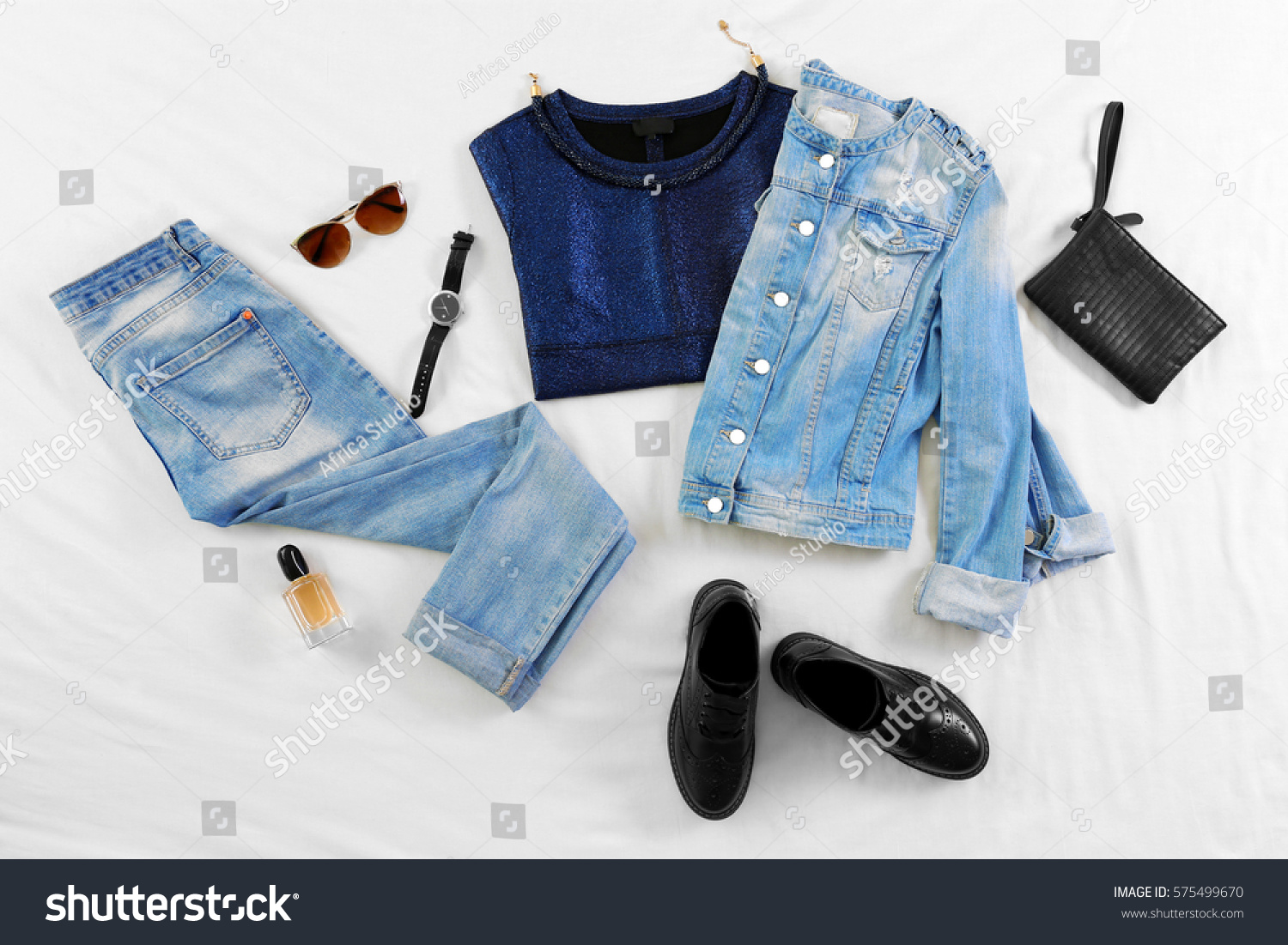 Modern Clothes On Bed Stock Photo 575499670 | Shutterstock