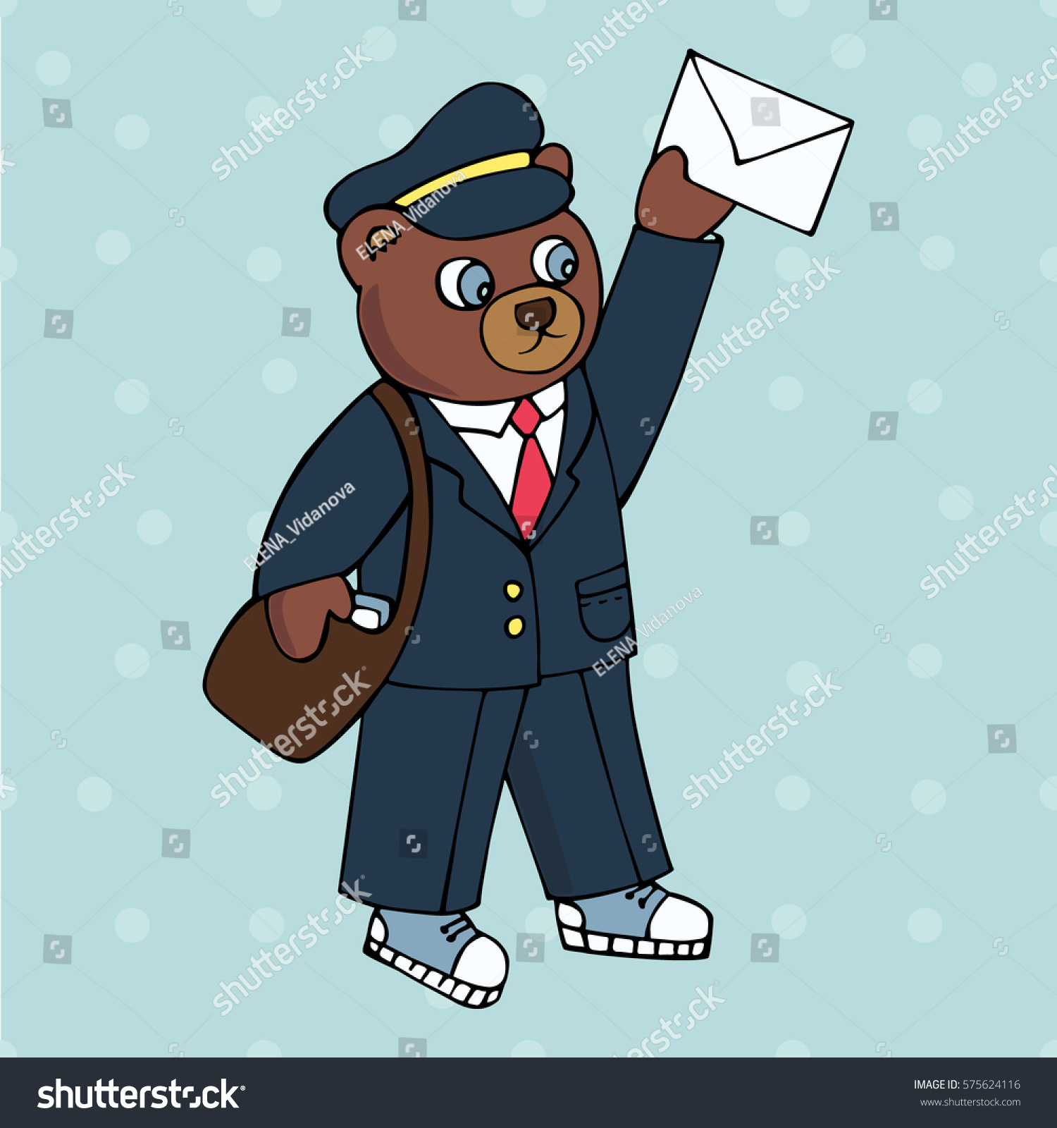 Bear Postman Brought Letter Coloring Children Stock Vector (Royalty ...