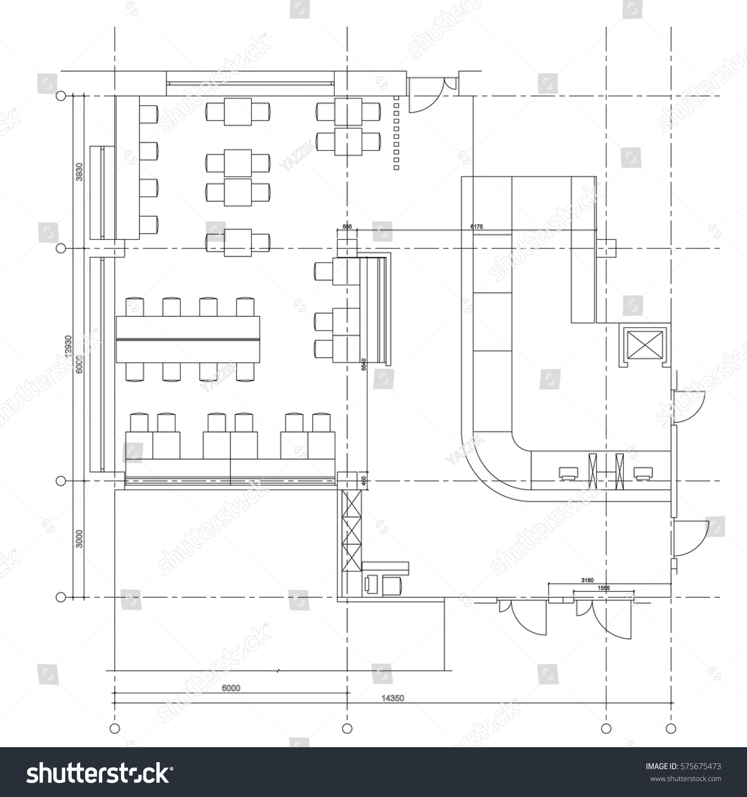 Standard Furniture Symbols Used Architecture Plans Stock Vector ...