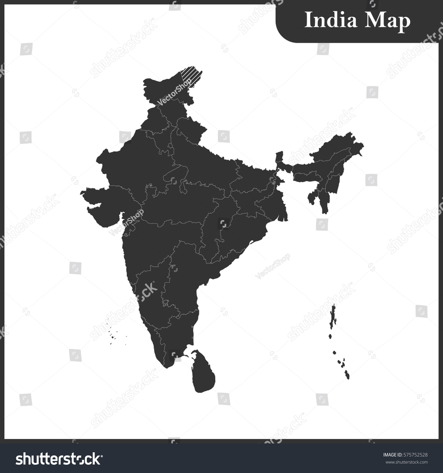 Detailed Map India Regions Sri Lanka Stock Vector (Royalty Free ...