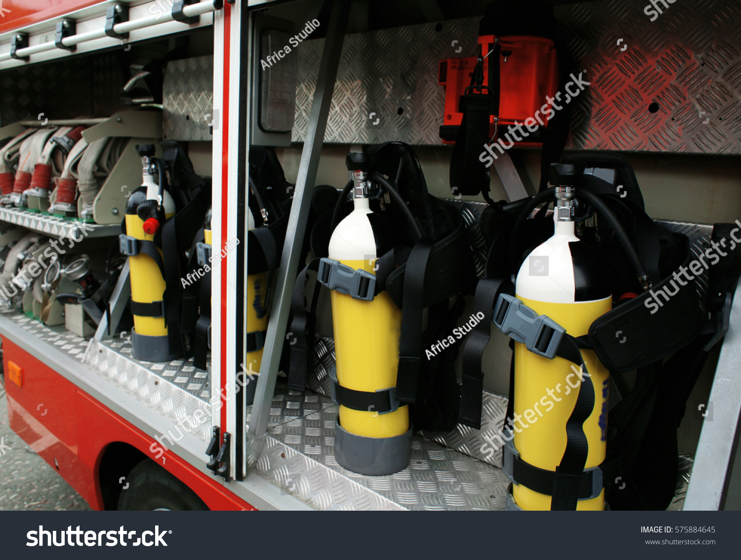 Oxygen Cylinders Firefighting Vehicle Stock Photo 575884645 | Shutterstock