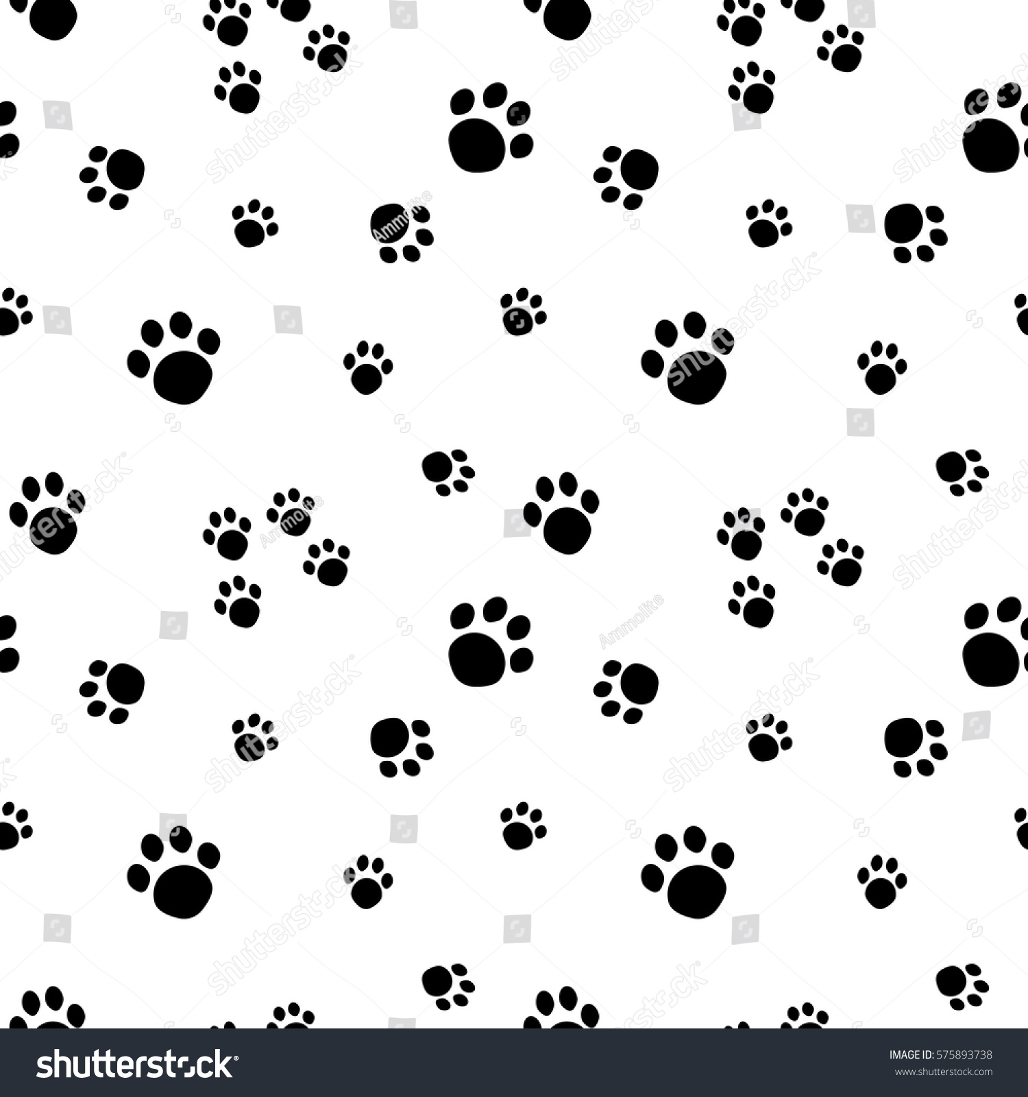 Paw Print Seamless Pattern Isolated On Stock Vector (Royalty Free ...