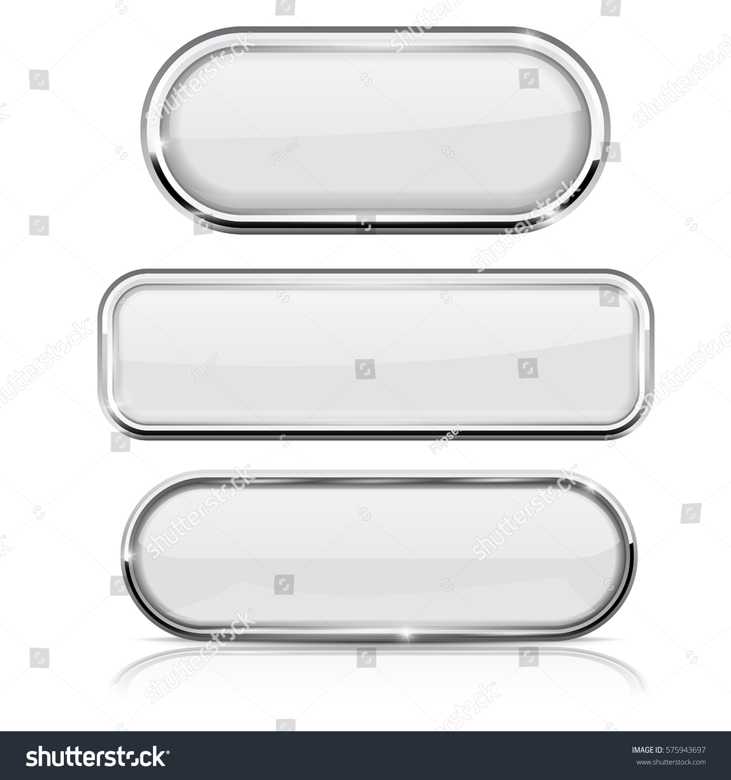 White Oval Buttons Chrome Frame Vector Stock Vector (royalty Free 