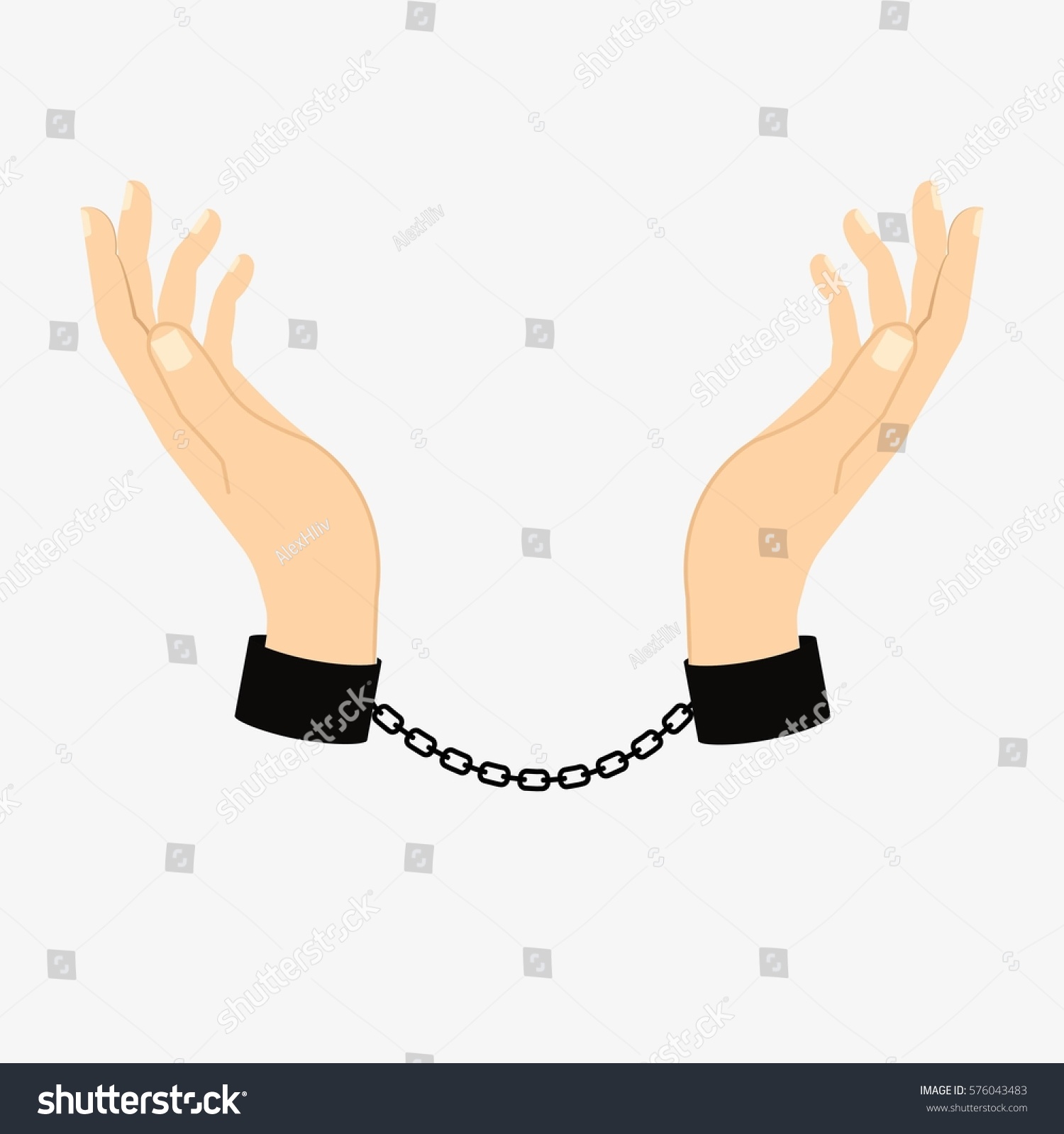 Hands Chains Isolated On White Background Stock Illustration 576043483 