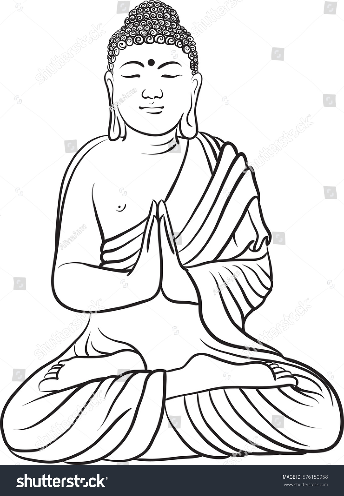 Drawing Buddha Statue Art Vector Illustration Stock Vector (Royalty ...