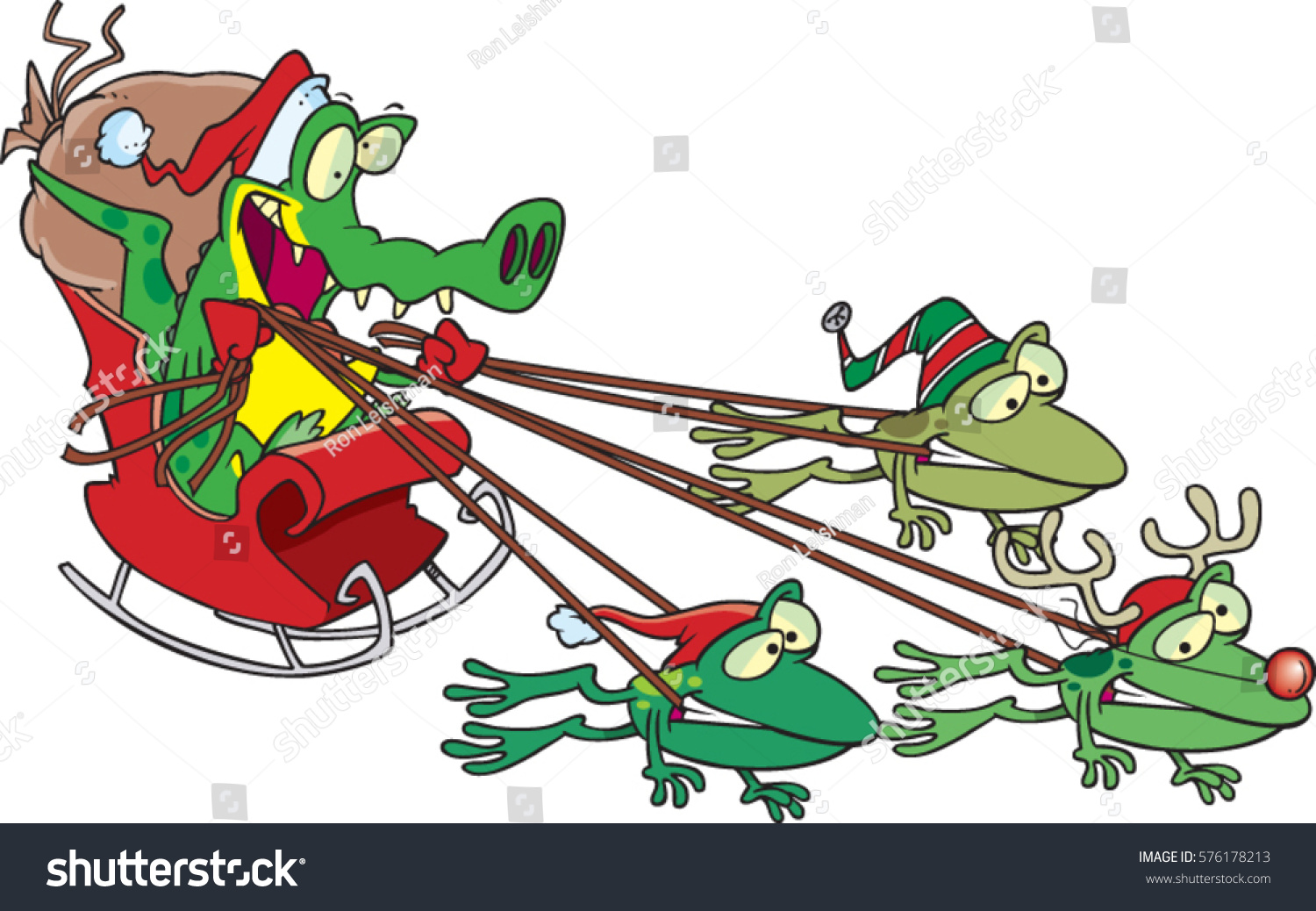 Cartoon Cajun Alligator Santa Stok Vektör (Telifsiz) 576178213 Shutterstock...