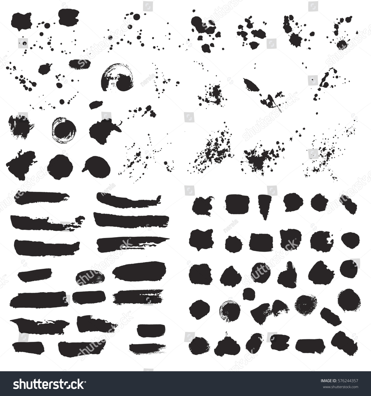 Set Black Stripes Splashes On White Stock Vector (Royalty Free ...