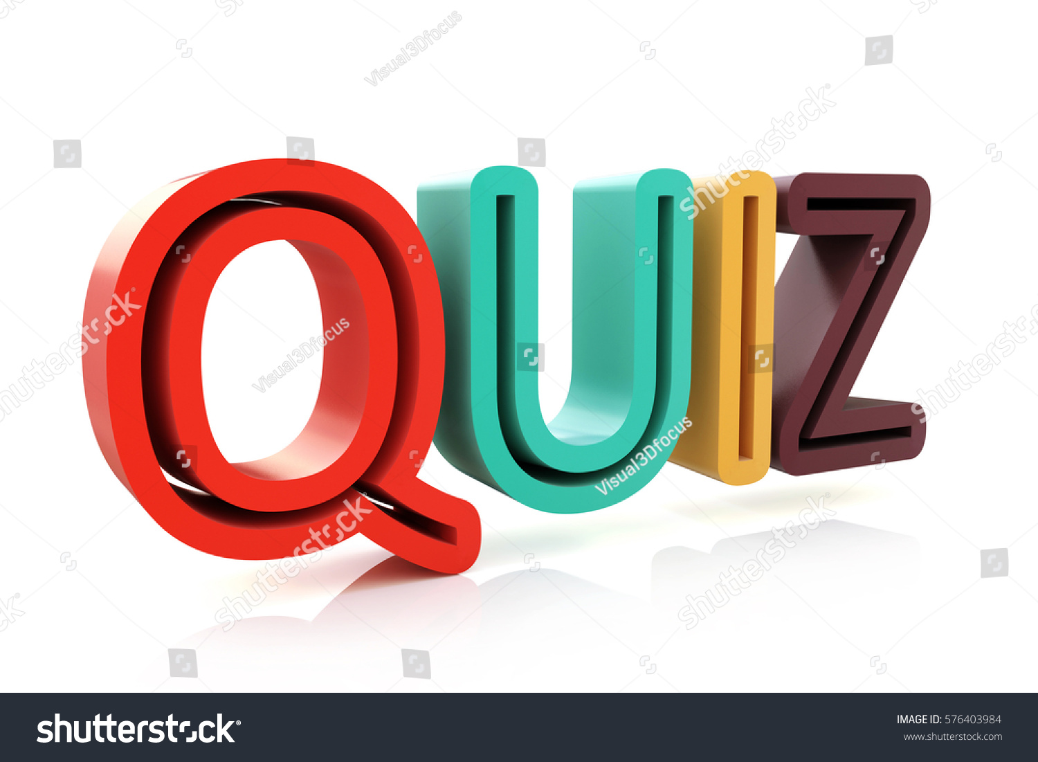 Word Quiz Colored 3d Letters Illustrate Stock Illustration 576403984 ...