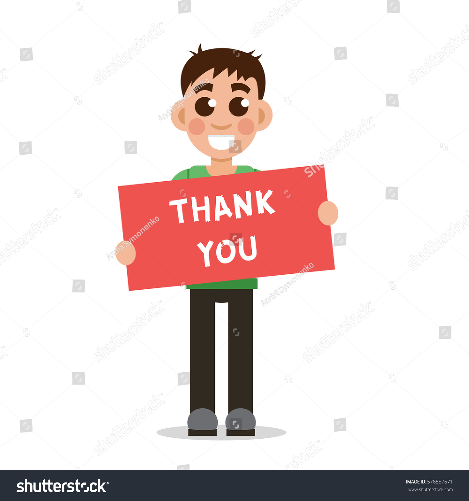 Boy Holding Poster Word Thank You Stock Vector (Royalty Free) 576557671 ...