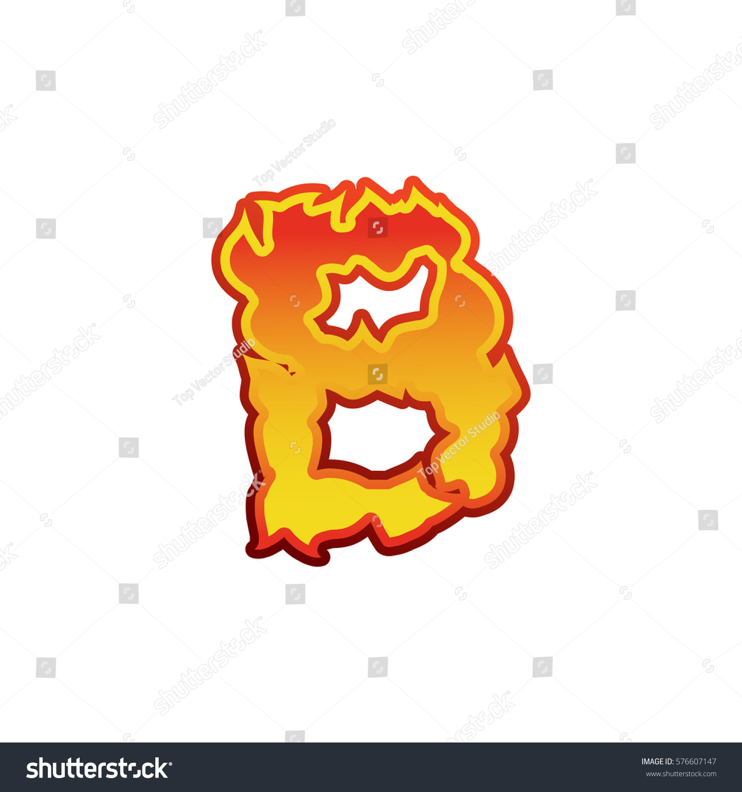 Letter B Fire Flames Font Lettering Stock Vector (Royalty Free ...