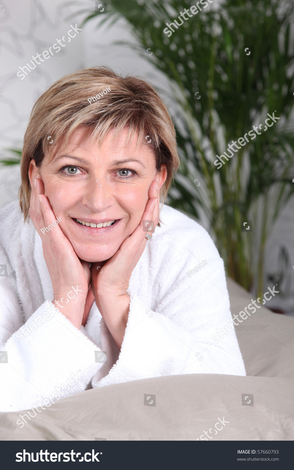 Smiling Senior Woman Laid Bed Stock Photo 57660793 | Shutterstock