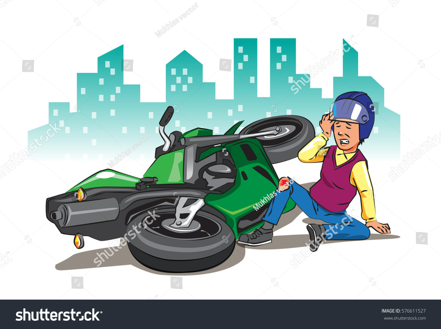 Рисунок автокатастрофа на мотоцикле