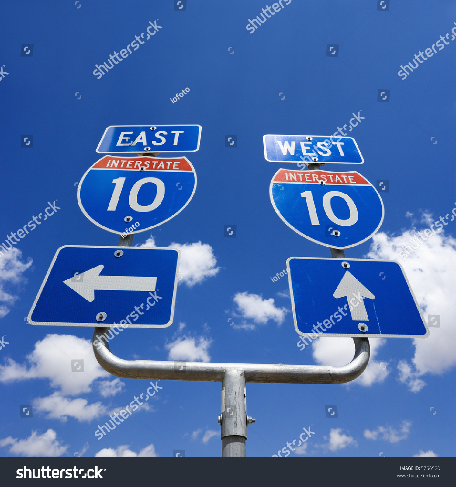 Directions To Interstate 10 West Highway Interstate 10 Sign Arrows Pointing Stock Photo 5766520 |  Shutterstock