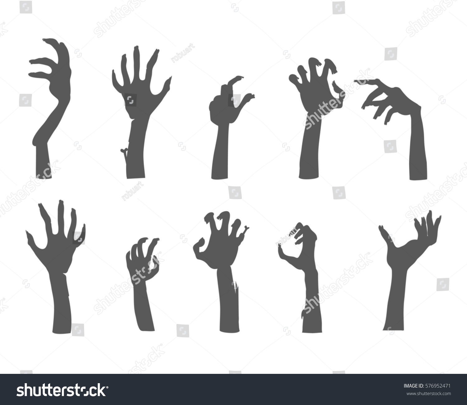 Zombie Hands Sticking Out Ground Various Stock Illustration 576952471 ...