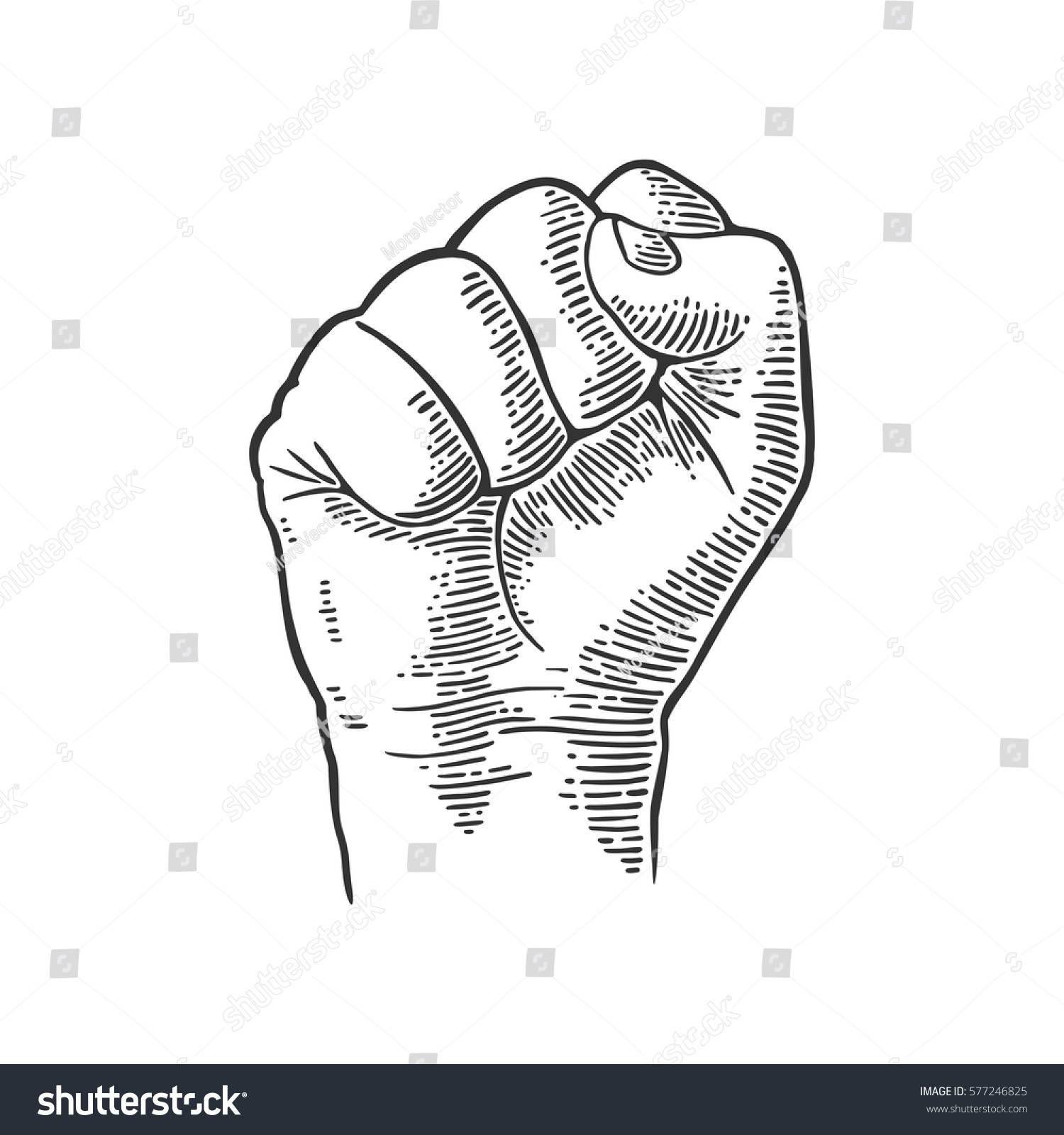 Human Hand Clenched Fist Vector Black Stock Vector (Royalty Free ...