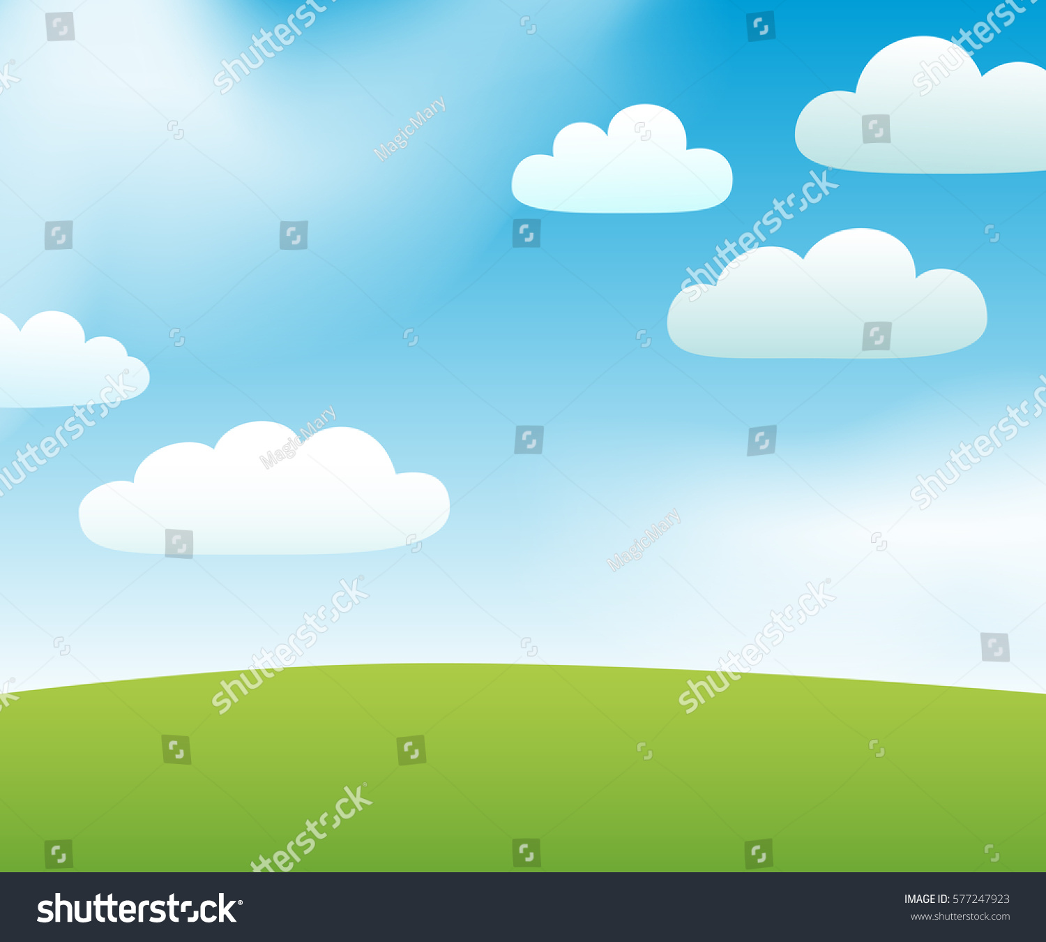 Green Landscape Sky Clouds Vector Illustration Stock Vector (Royalty ...