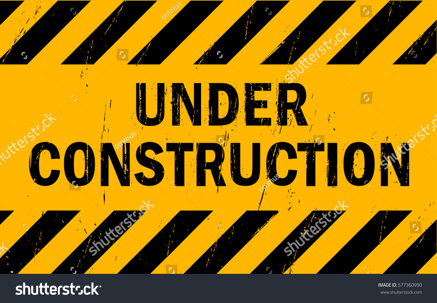 Under Construction Sign Yellow Dark Stripes Stock Vector (Royalty Free ...