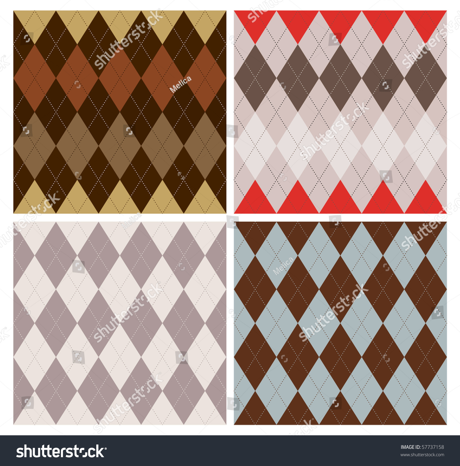 Classic Argyle Pattern Four Color Schemes Stock Vector (Royalty Free