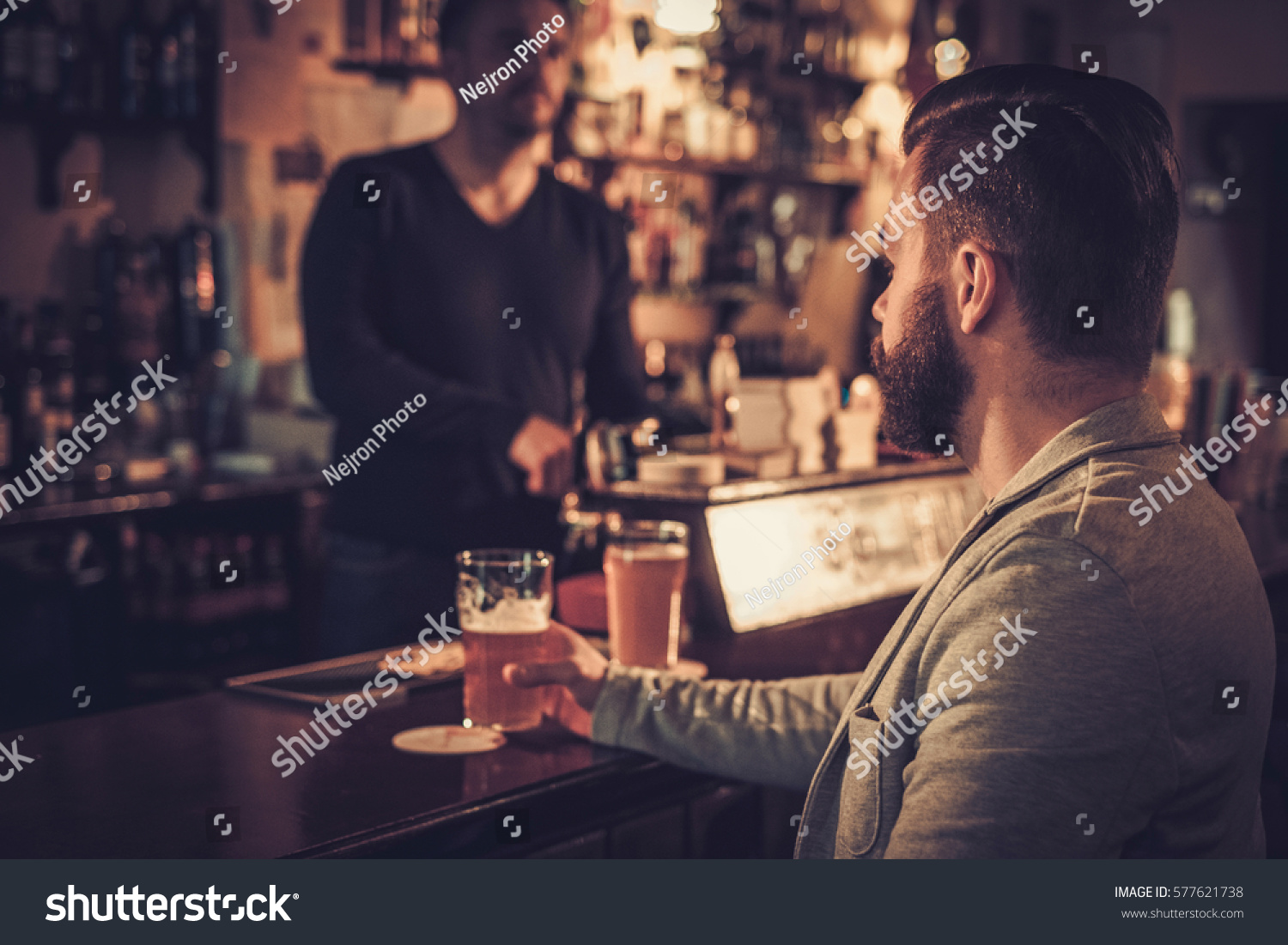 Stylish Man Sitting Alone Bar Counter Stock Photo 577621738 | Shutterstock