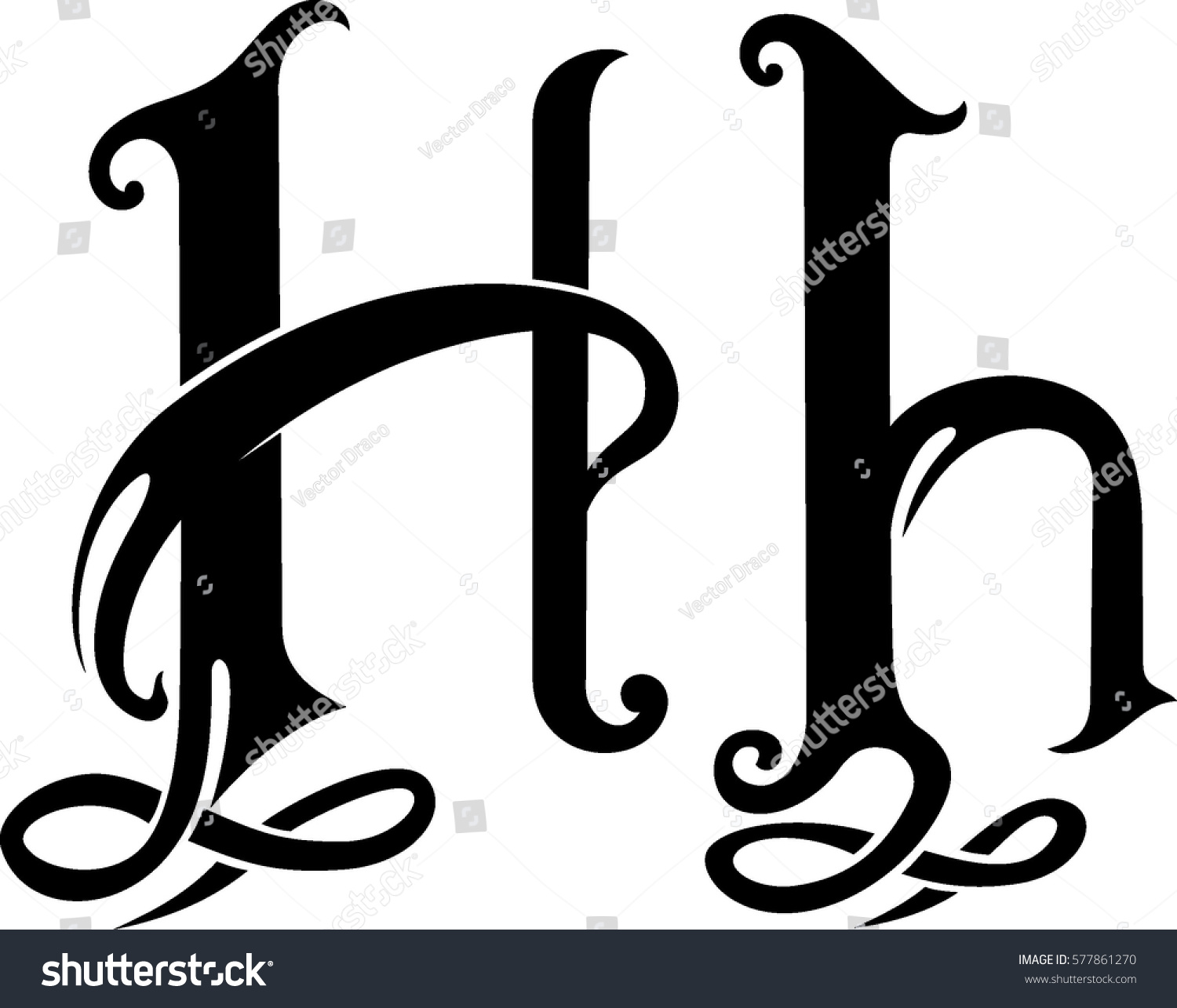 Letter Stylized H Monogram Design Stock Vector (Royalty Free) 577861270 ...
