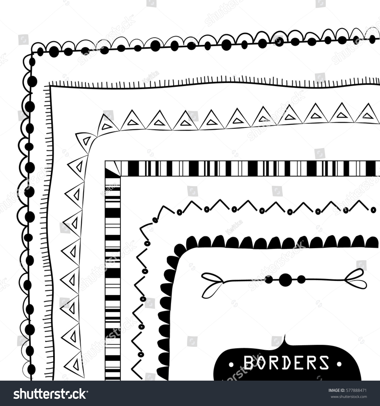 Set Borders Text Dividers Stock Vector (Royalty Free) 577888471 ...