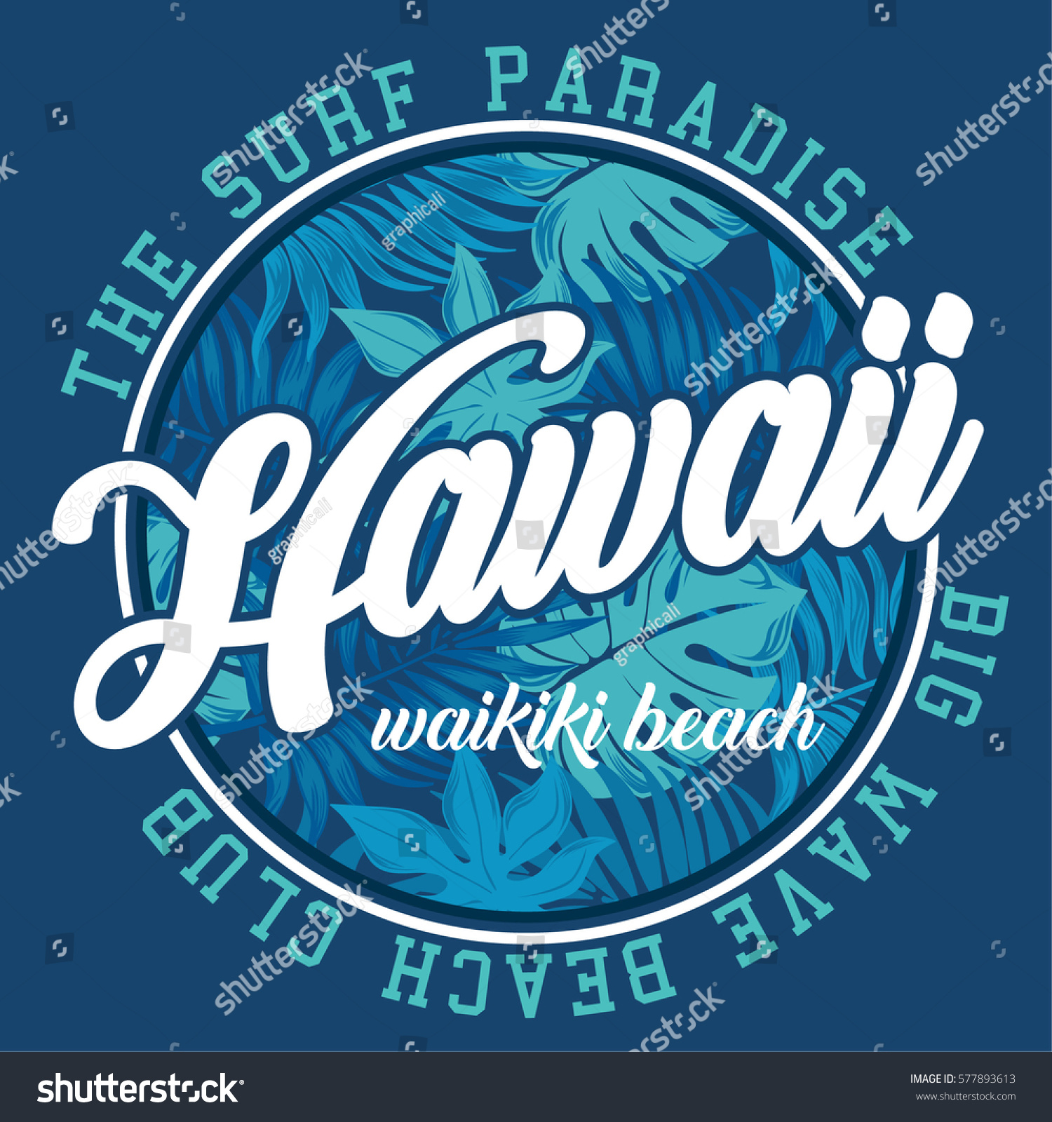 Hawaii Surf Beach Typography Tshirt Graphics Stock Vector (Royalty Free ...