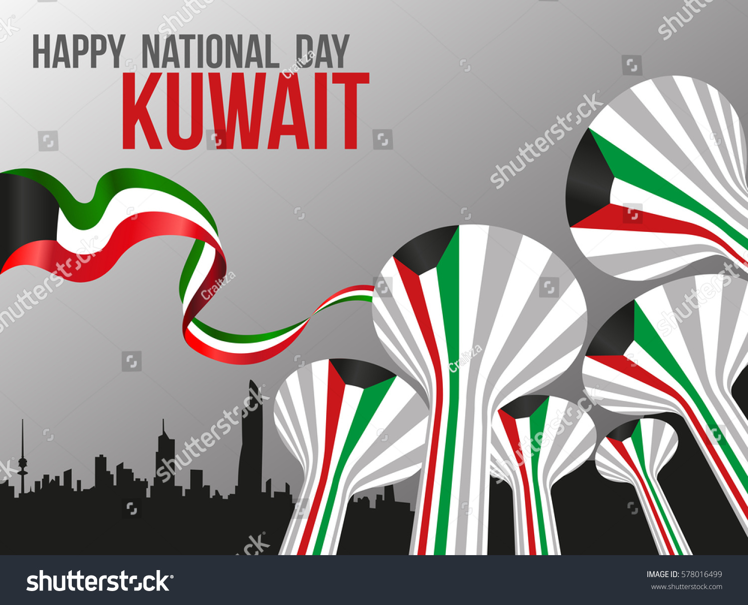 Silver Grey Poster Landmarks Kuwait National Stock Vector (Royalty Free ...