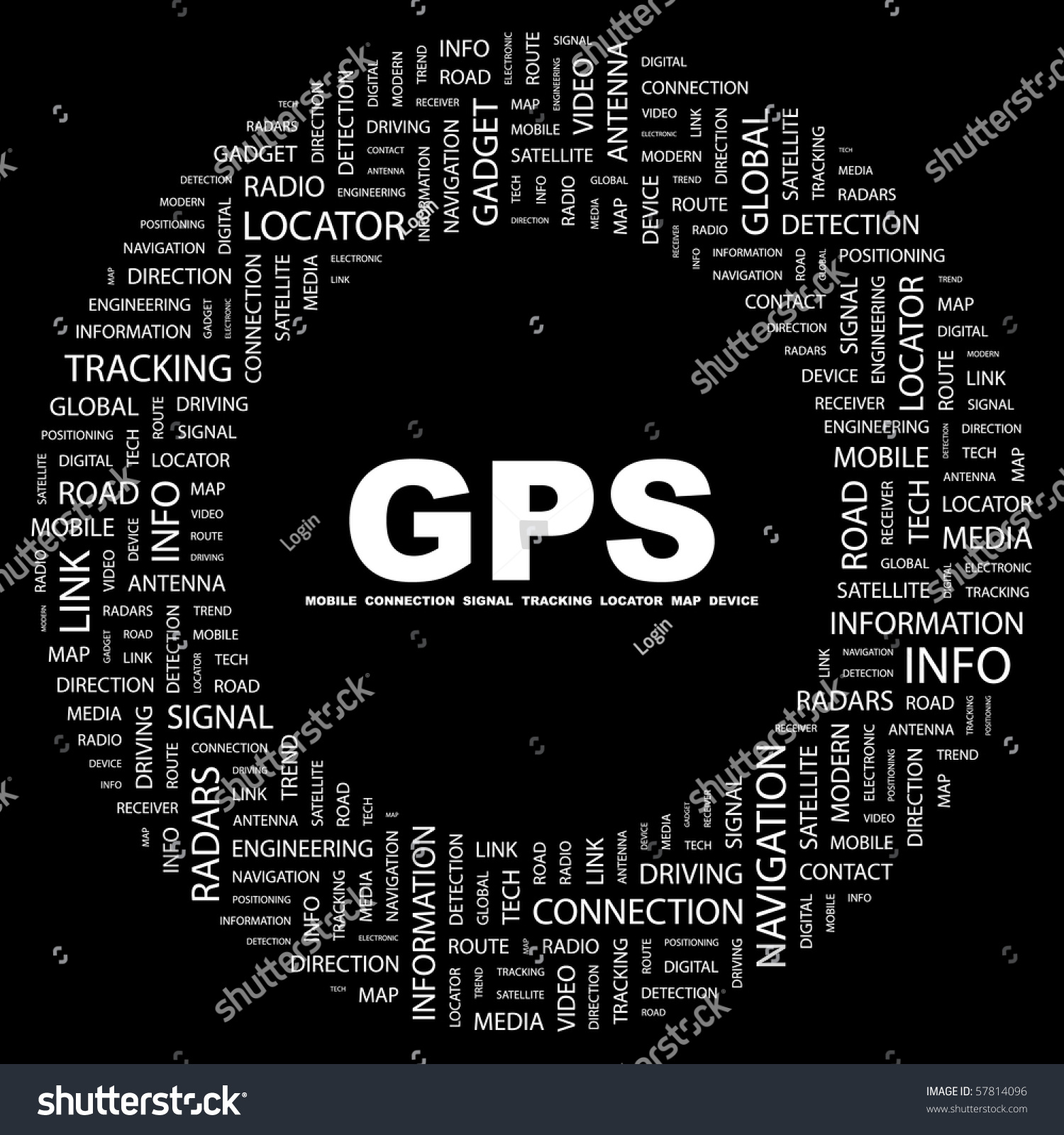 Gps Word Collage On Black Background Stock Vector (Royalty Free ...