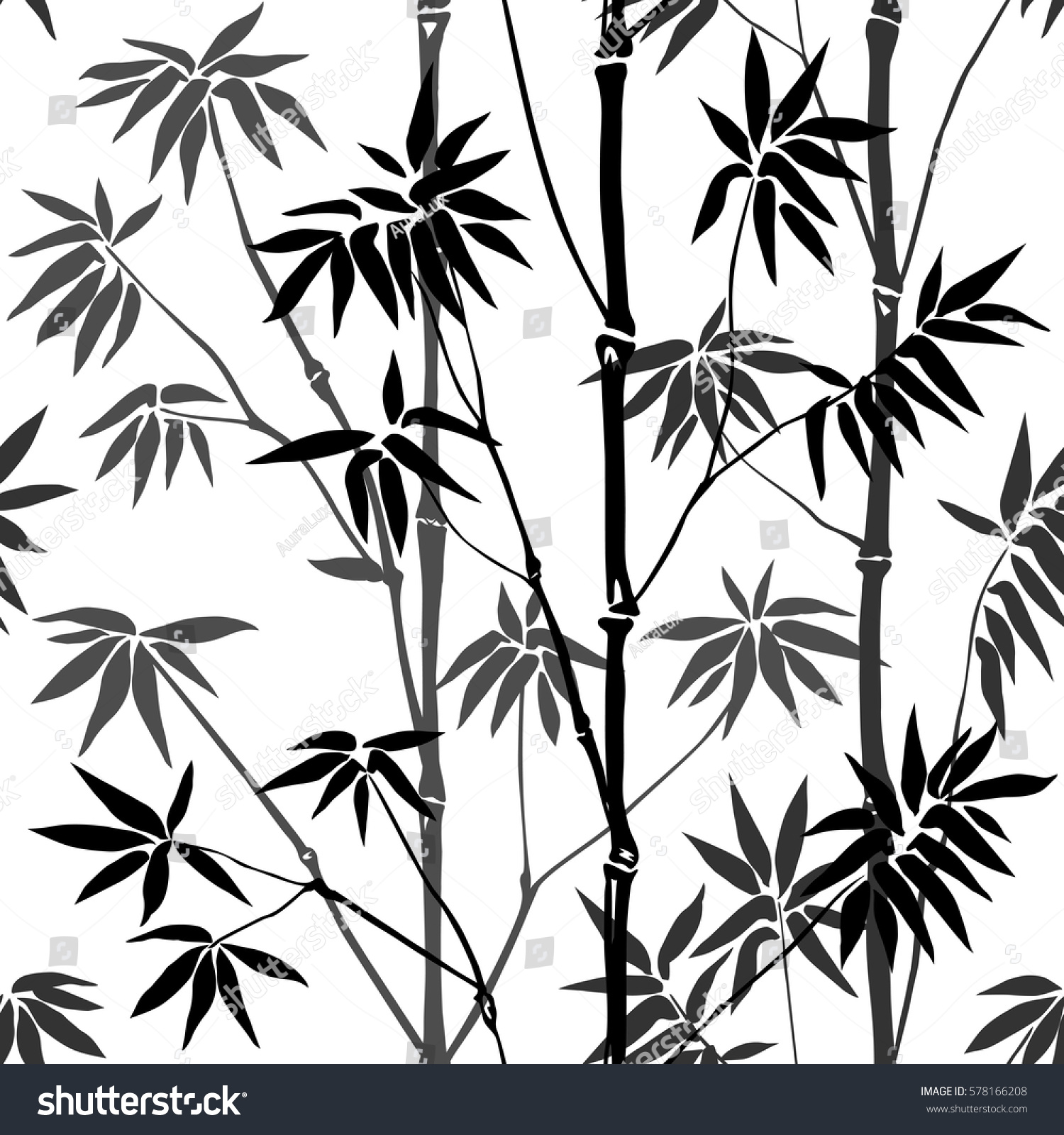 Bamboo Seamless Pattern On White Background Stock Vector (Royalty Free ...