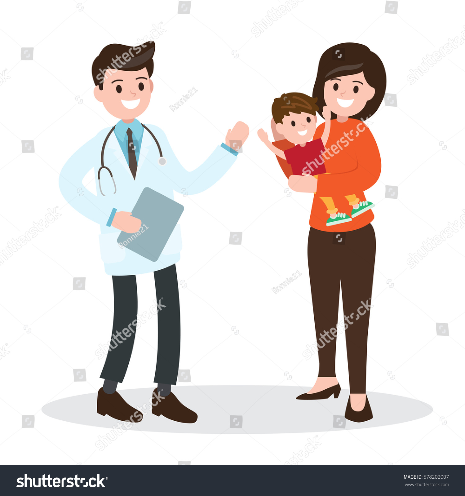 Health Caring Child Pediatrician Mother Son Stock Vector (Royalty Free ...