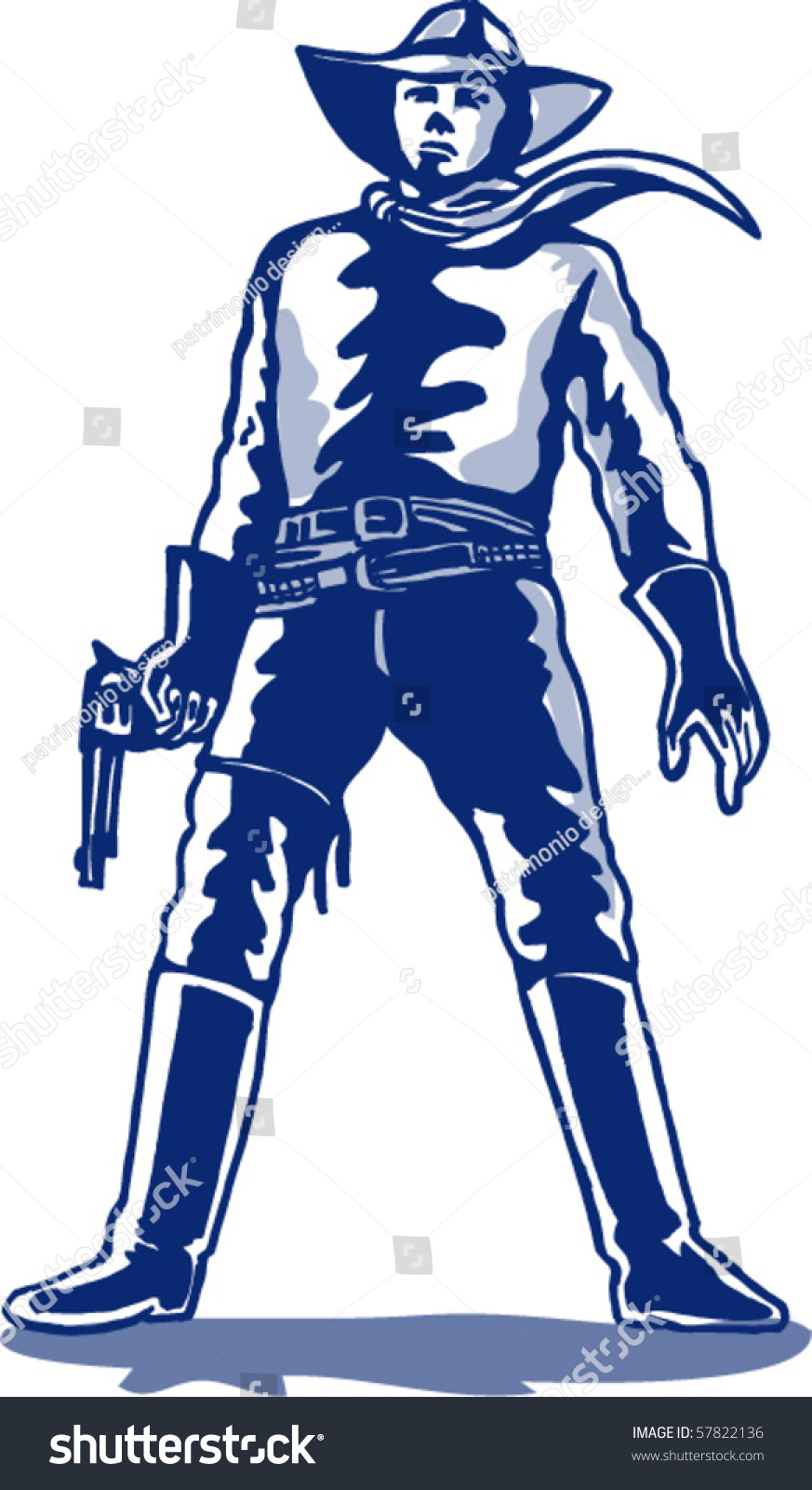 Vector Illustration Cowboy Ready Draw Gun Stock Vector (Royalty Free