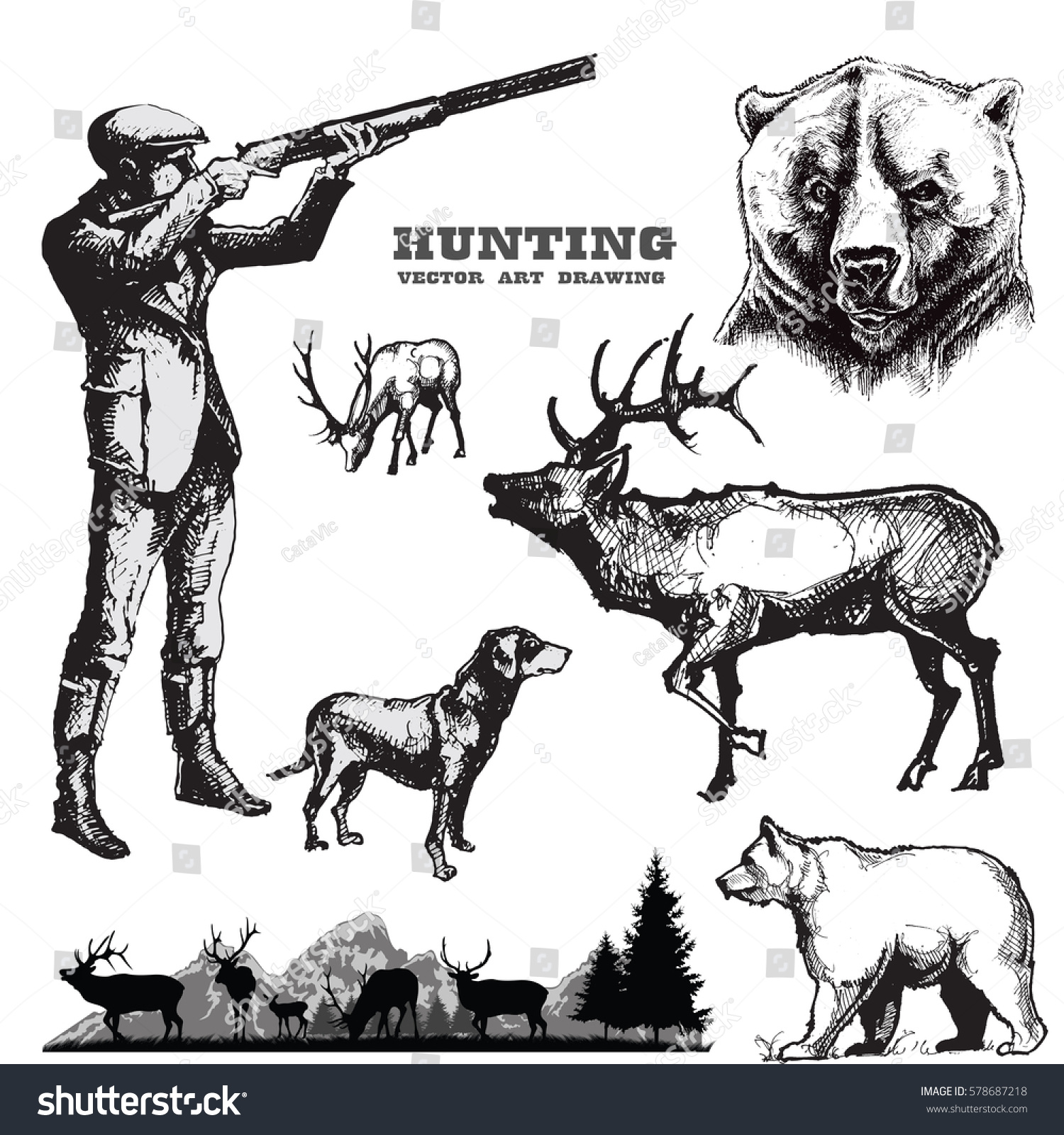 Рисунки про охоту на ножи