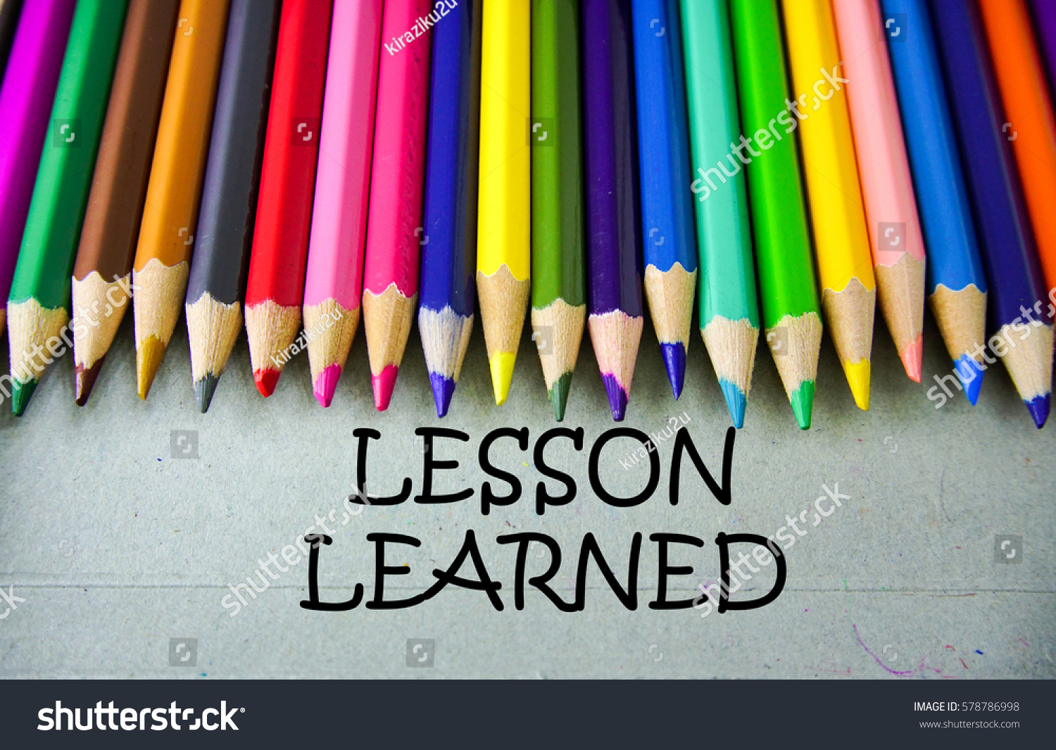 Close Colored Pencil Writing Lesson Learned Stock Photo 578786998 ...