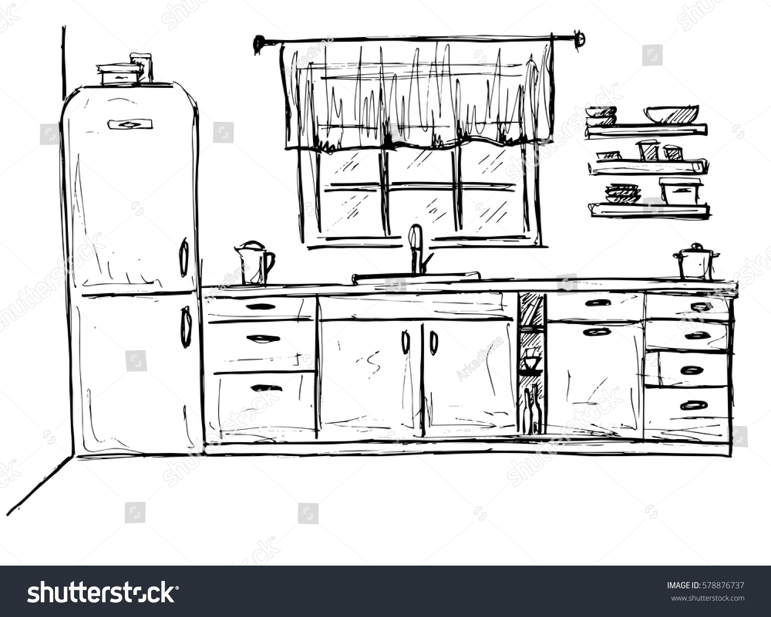 Рисовать кухню фломастером