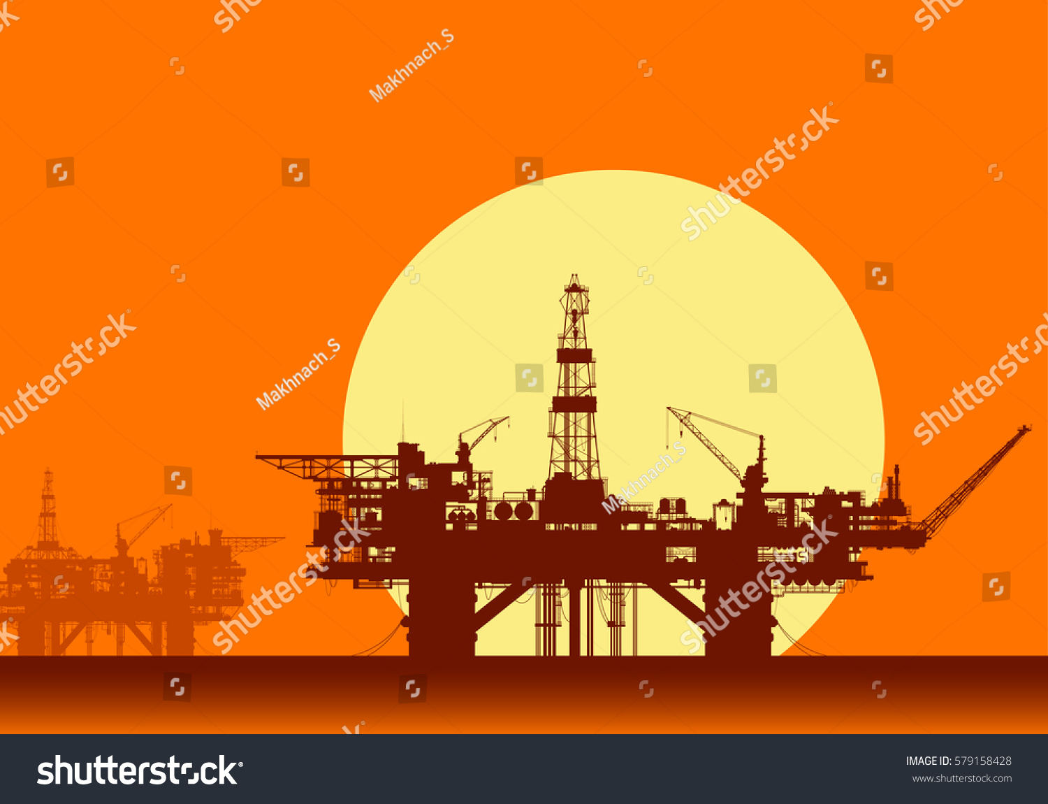 Sea Oil Rigs Offshore Drilling Platforms Stock Vector Royalty Free Shutterstock