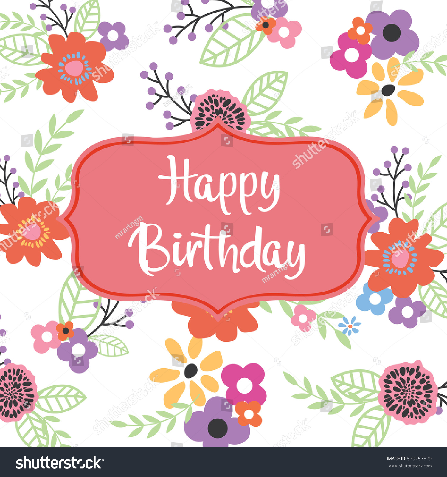 Birthday Card Flowers Background Stock Vector (Royalty Free) 579257629 ...