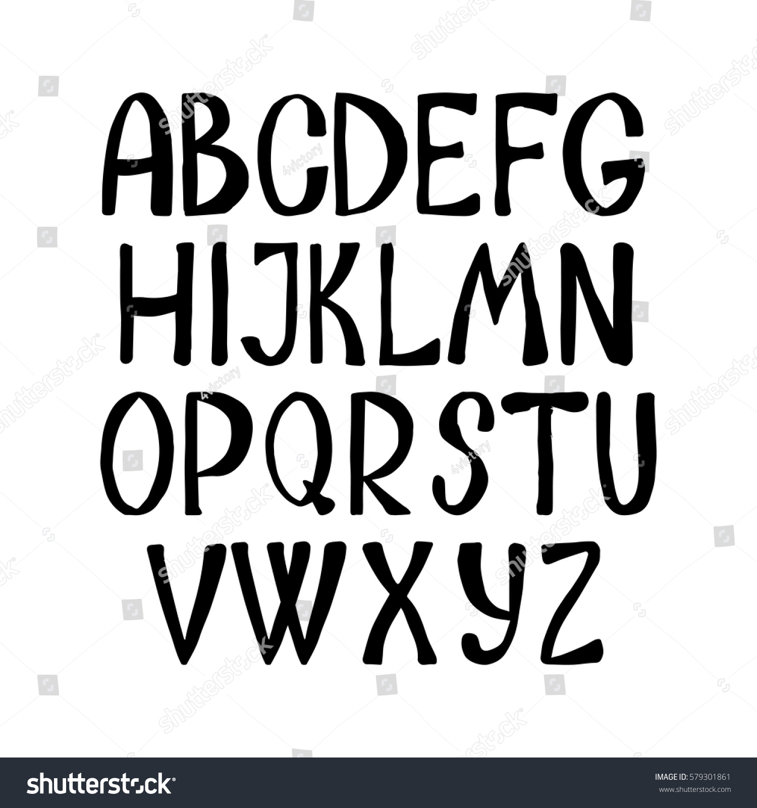 Vector Illustration Hand Drawn Alphabet Capital Stock Vector (Royalty ...