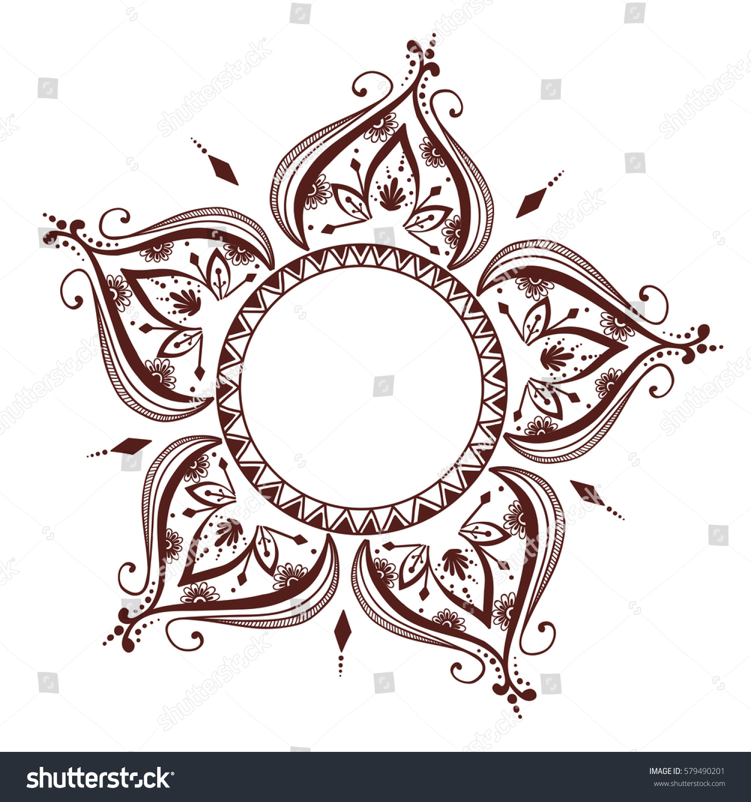 Henna Tattoo Mehndi Flower Template Vector Stock Vector (Royalty Free ...