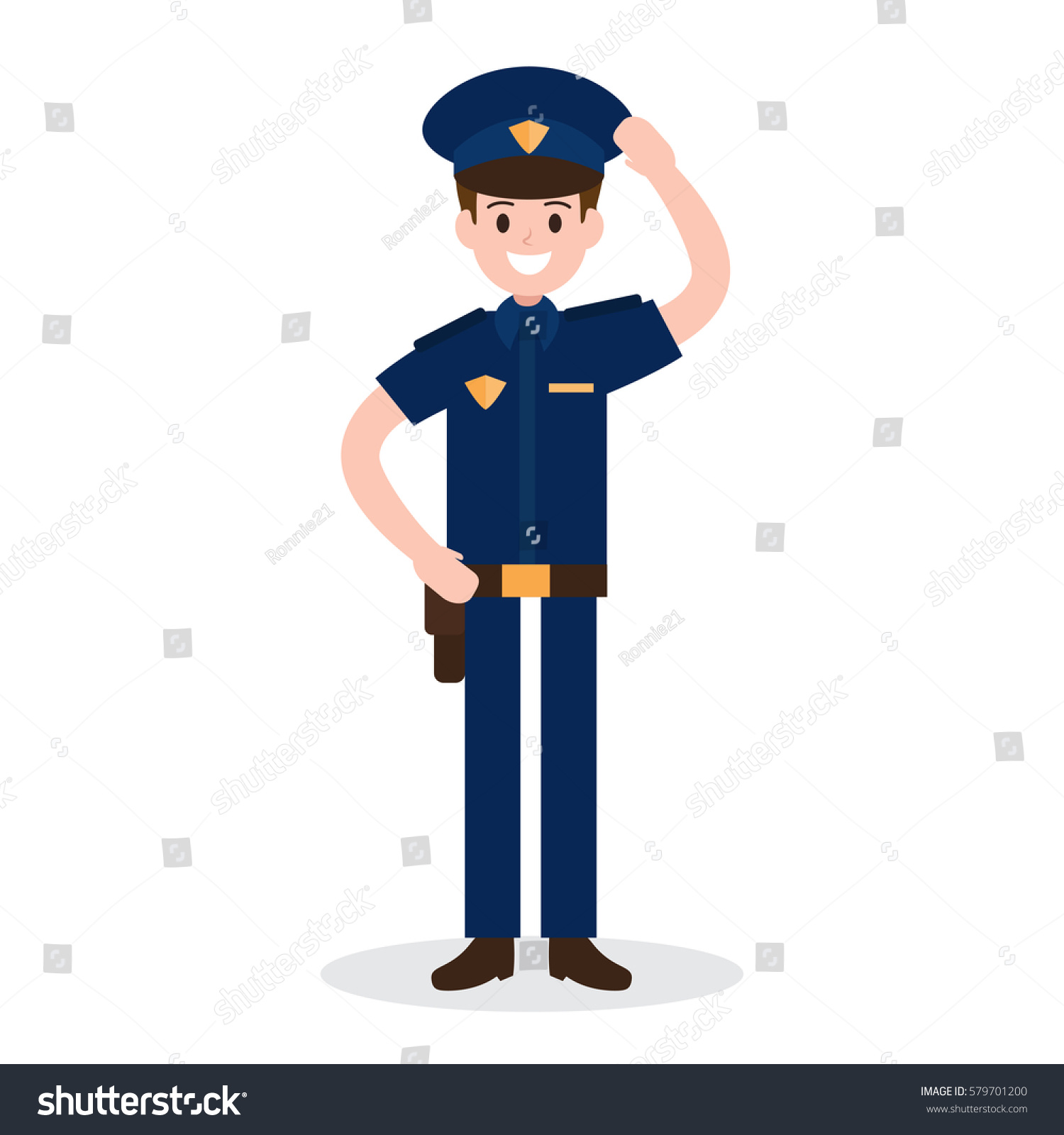 Smiling Policeman On White Background Worker Stock Vector (Royalty Free ...