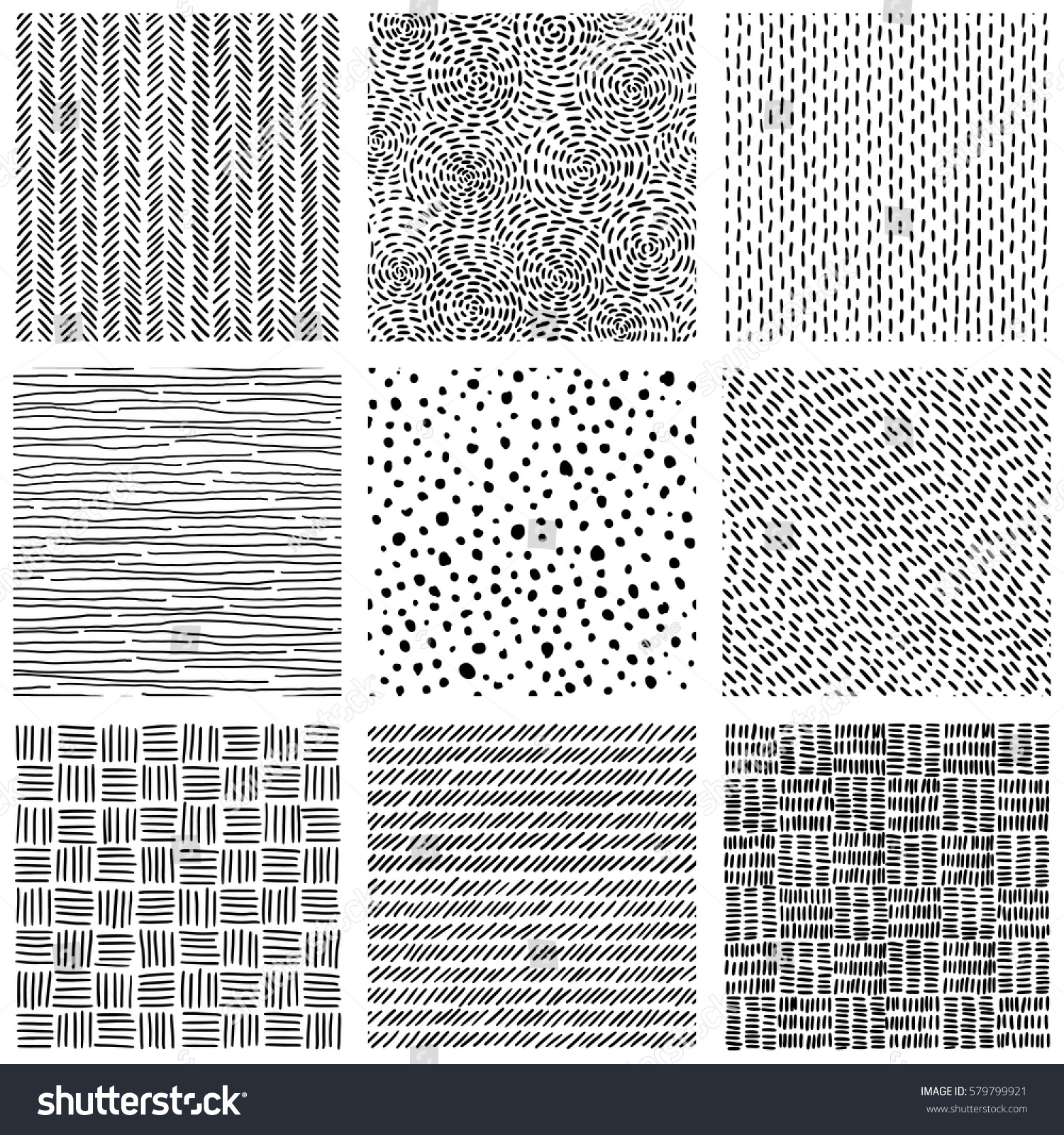 Collection Seamless Patterns Set Black White Stock Vector (Royalty Free ...