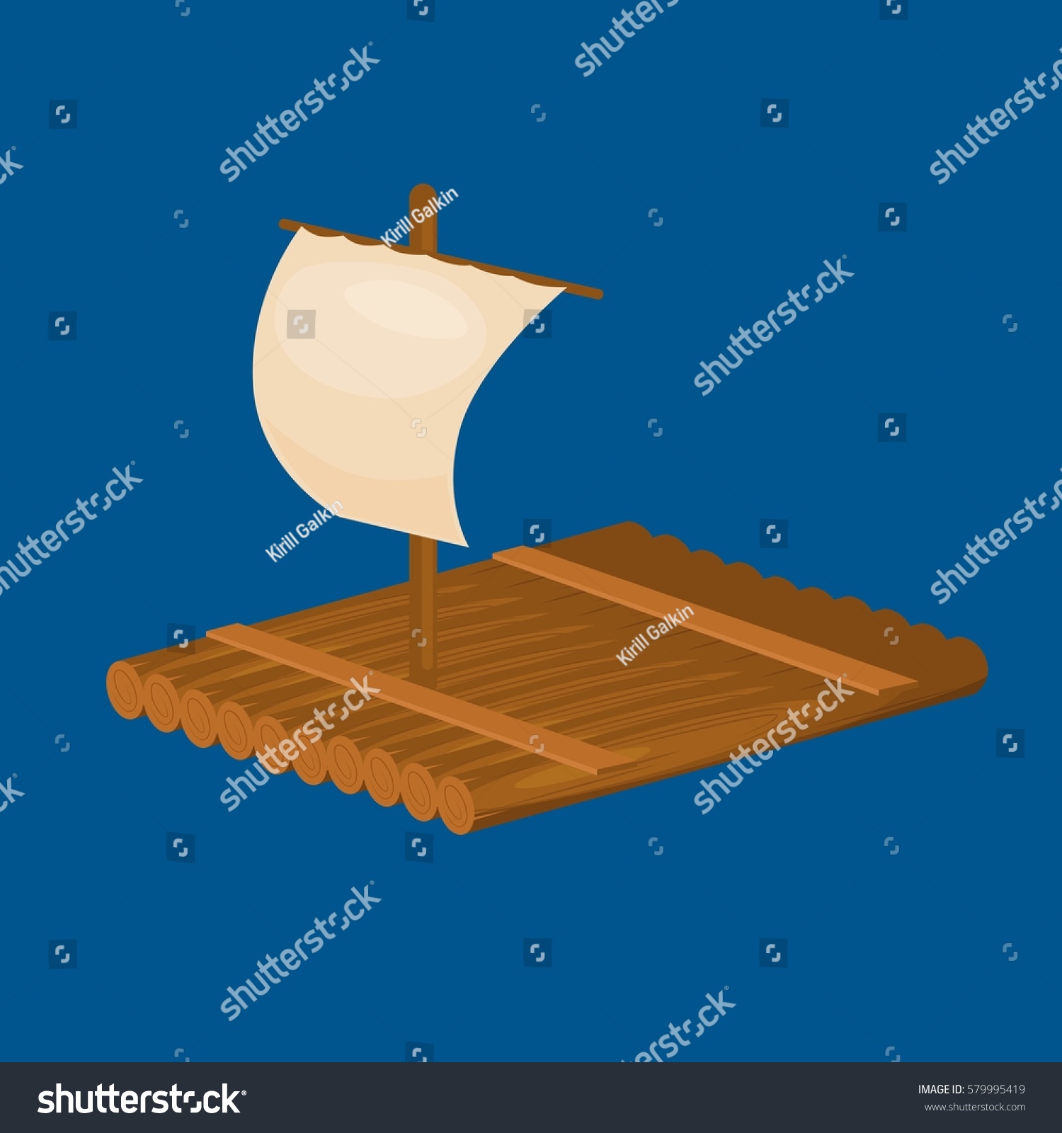 Wooden Raft Sail Vector Isolated Illustration Stock Vector (Royalty ...