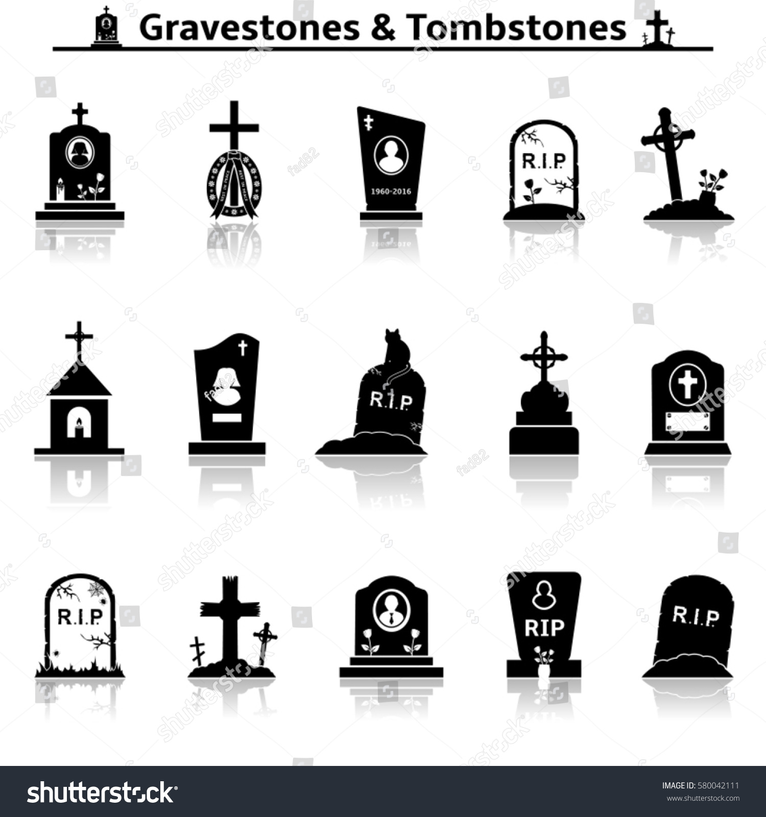 Gravestones Tombstones Icons Stock Vector (royalty Free) 580042111 