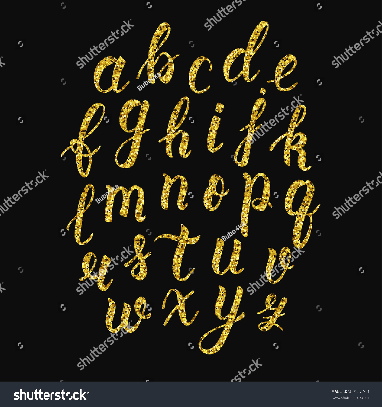 Handwritten Latin Calligraphy Brush Script Lowercase Stock Vector ...