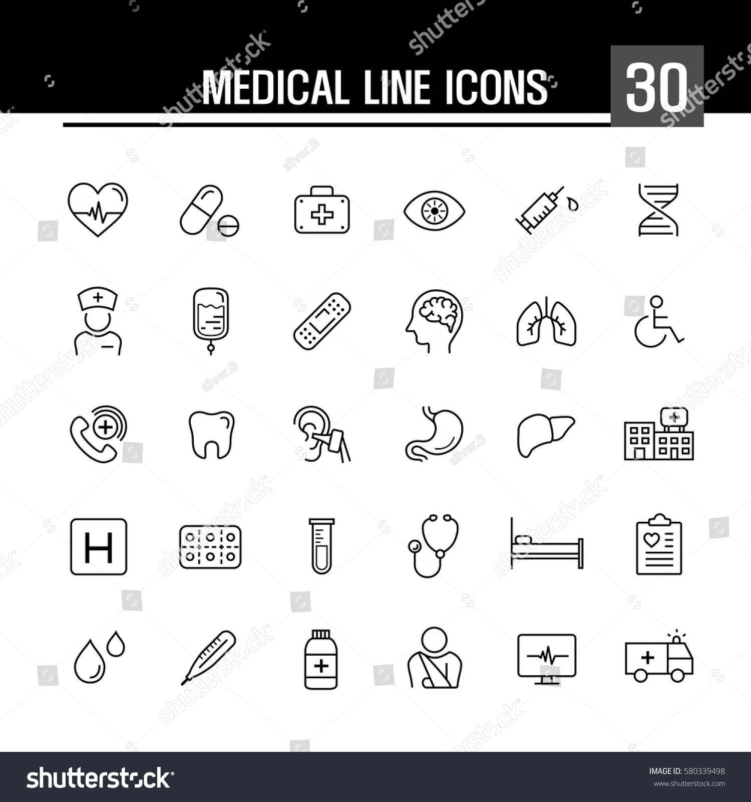 Medical Line Icons Stock Vector (Royalty Free) 580339498 | Shutterstock