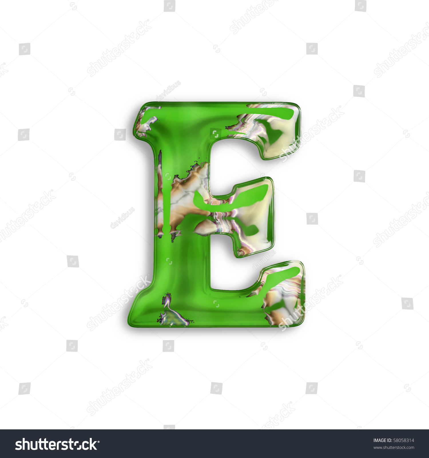 Letter E Green Effect Stock Illustration 58058314 